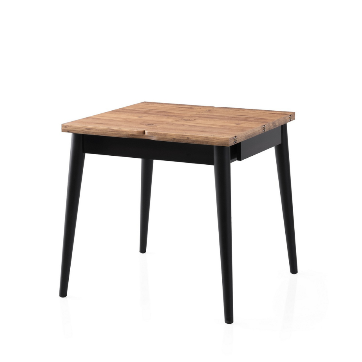 CONCEPT USINE Table à manger extensible 4 personnes style industriel bois et noir 80 cm PALLINI