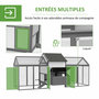Voir la diapositive 5 : PAWHUT Poulailler en bois 2 enclos modulables niche pondoir gris