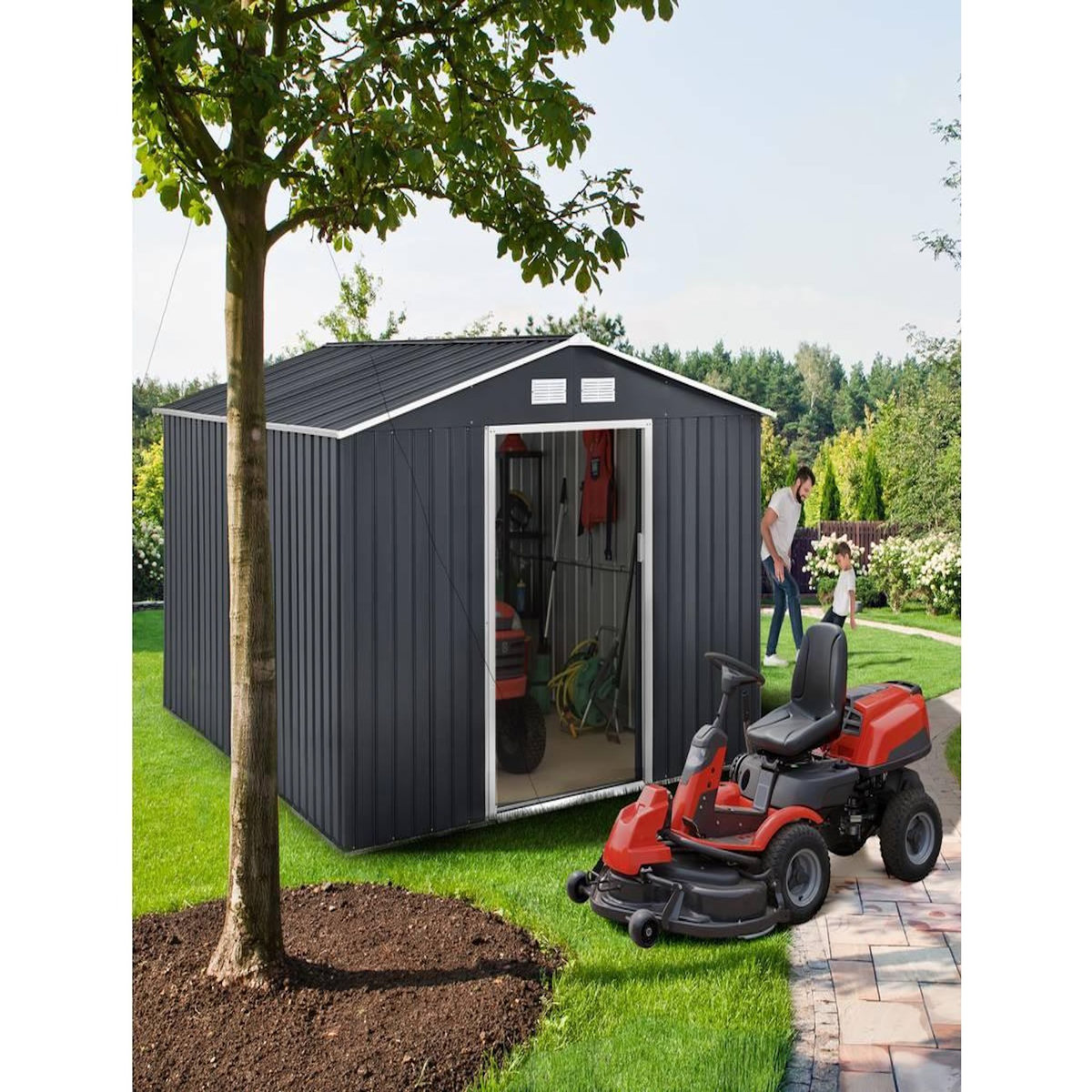 Habitat et Jardin Abri de jardin métal  Vegas  - 7,06 m² - Gris