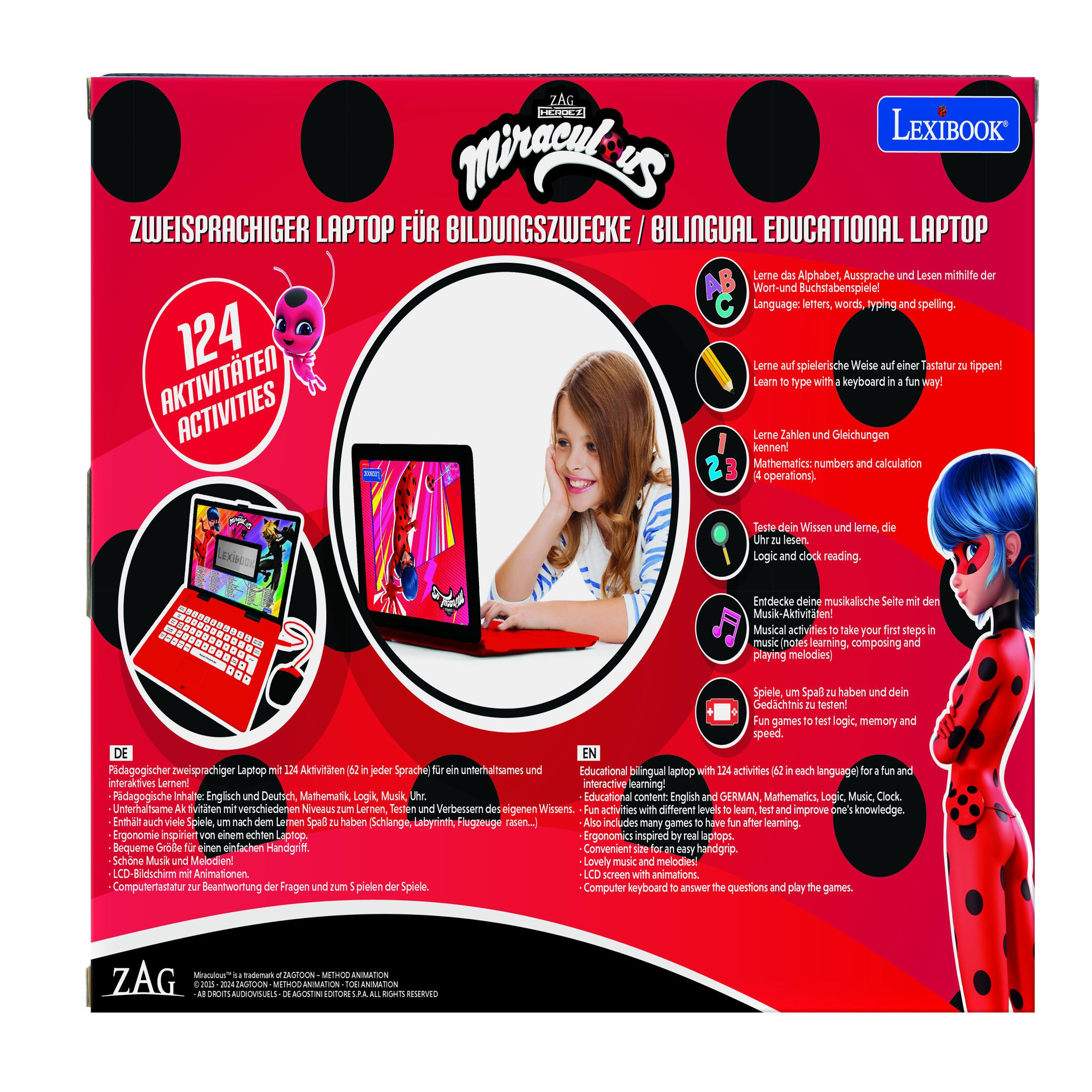 Voir la diapositive 5 : Lexibook Ordinateur portable éducatif bilingue Miraculous (EN/DE)