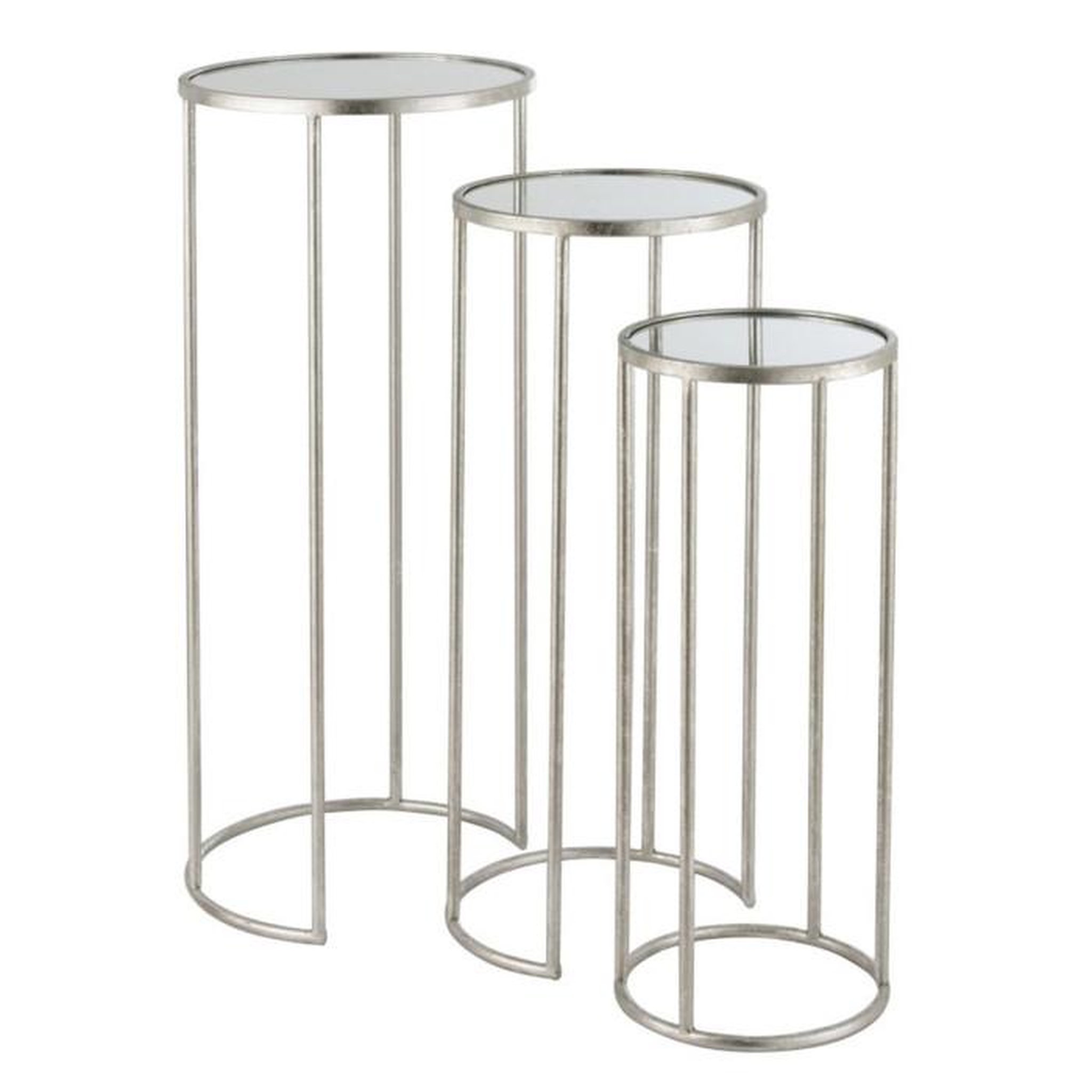 Paris Prix Lot de 3 Tables Gigognes Miroir  Loa  80cm Argent
