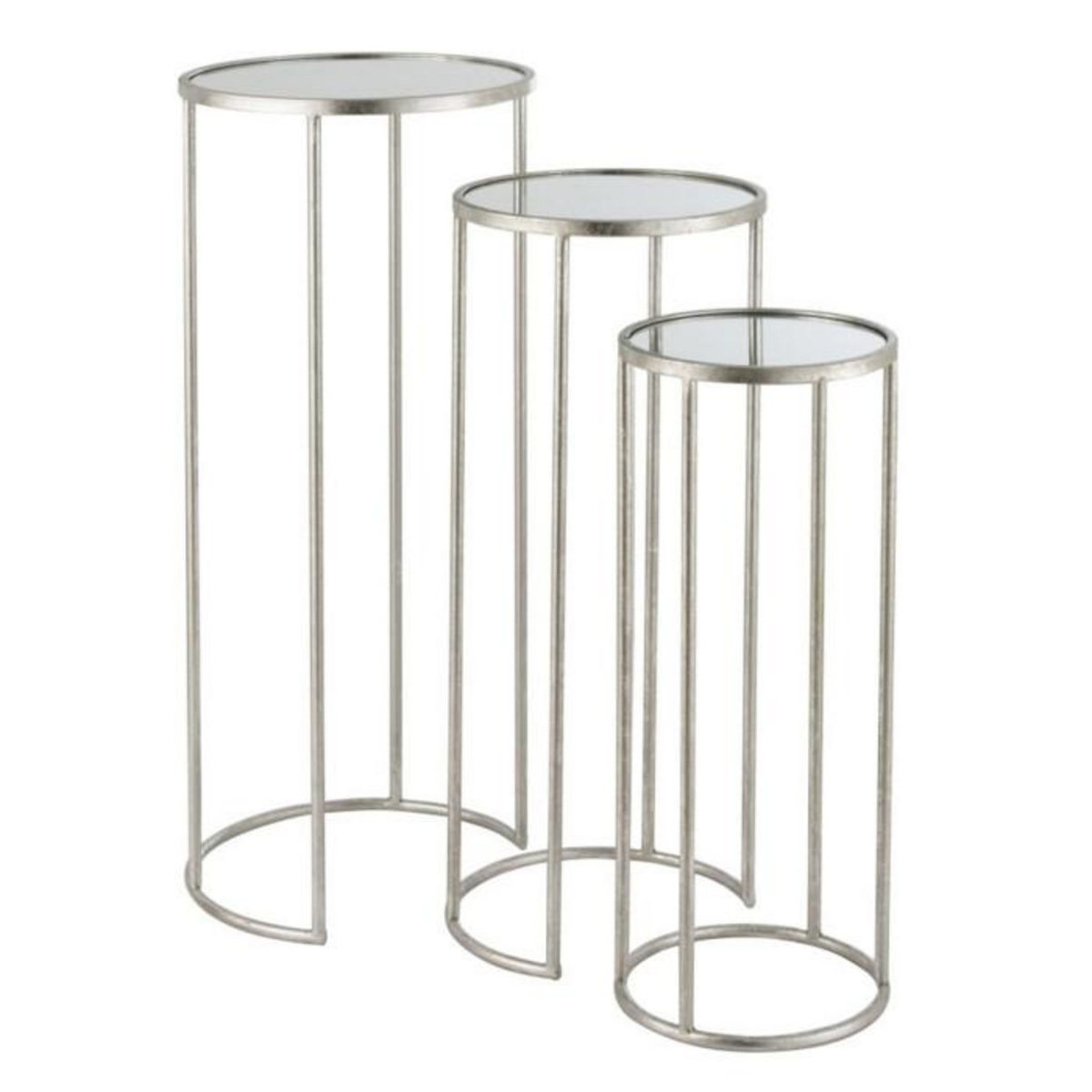 Paris Prix Lot de 3 Tables Gigognes Miroir  Loa  80cm Argent