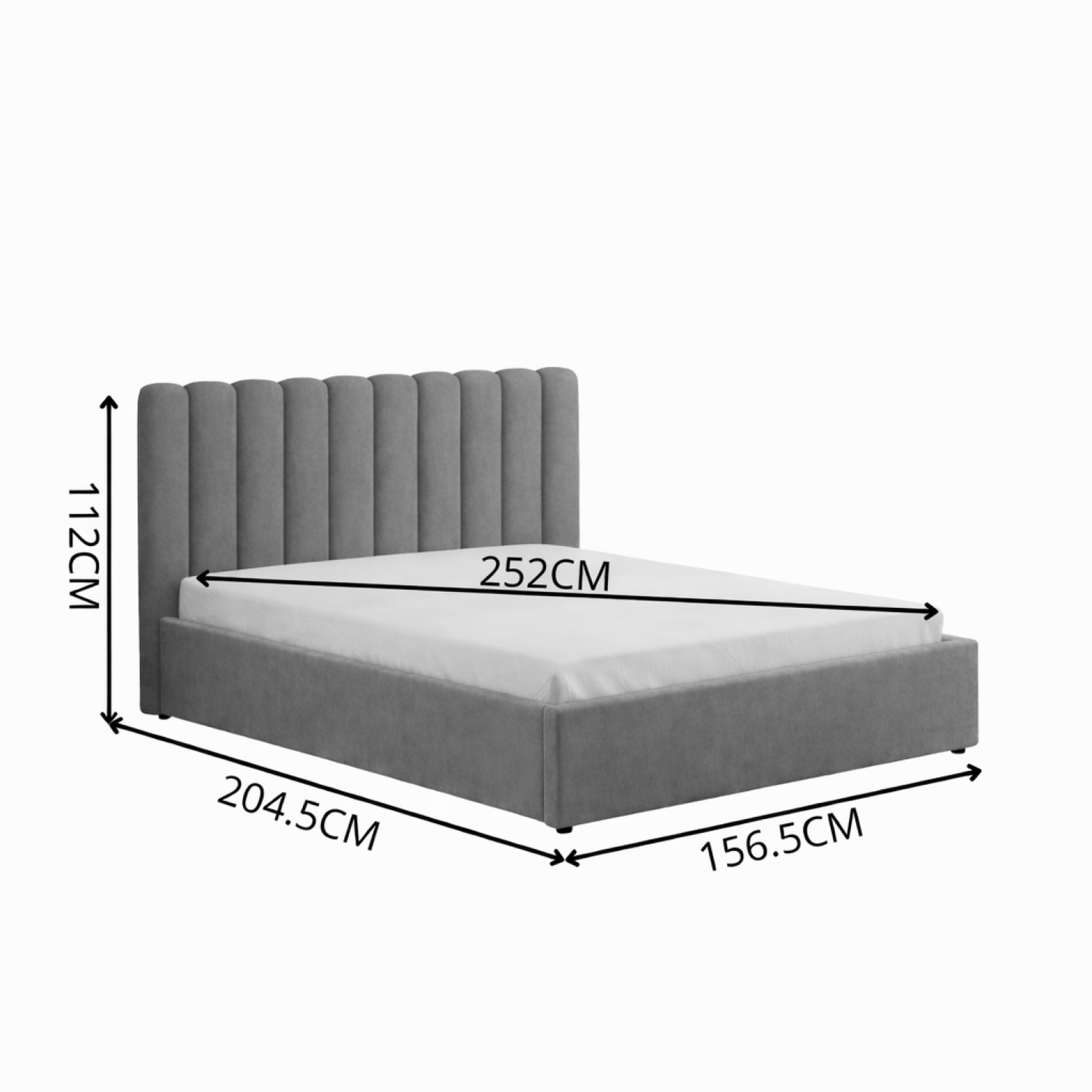 Voir la diapositive 3 : CONCEPT USINE Lit avec coffre de rangement 140x190cm velours gris foncé savannah