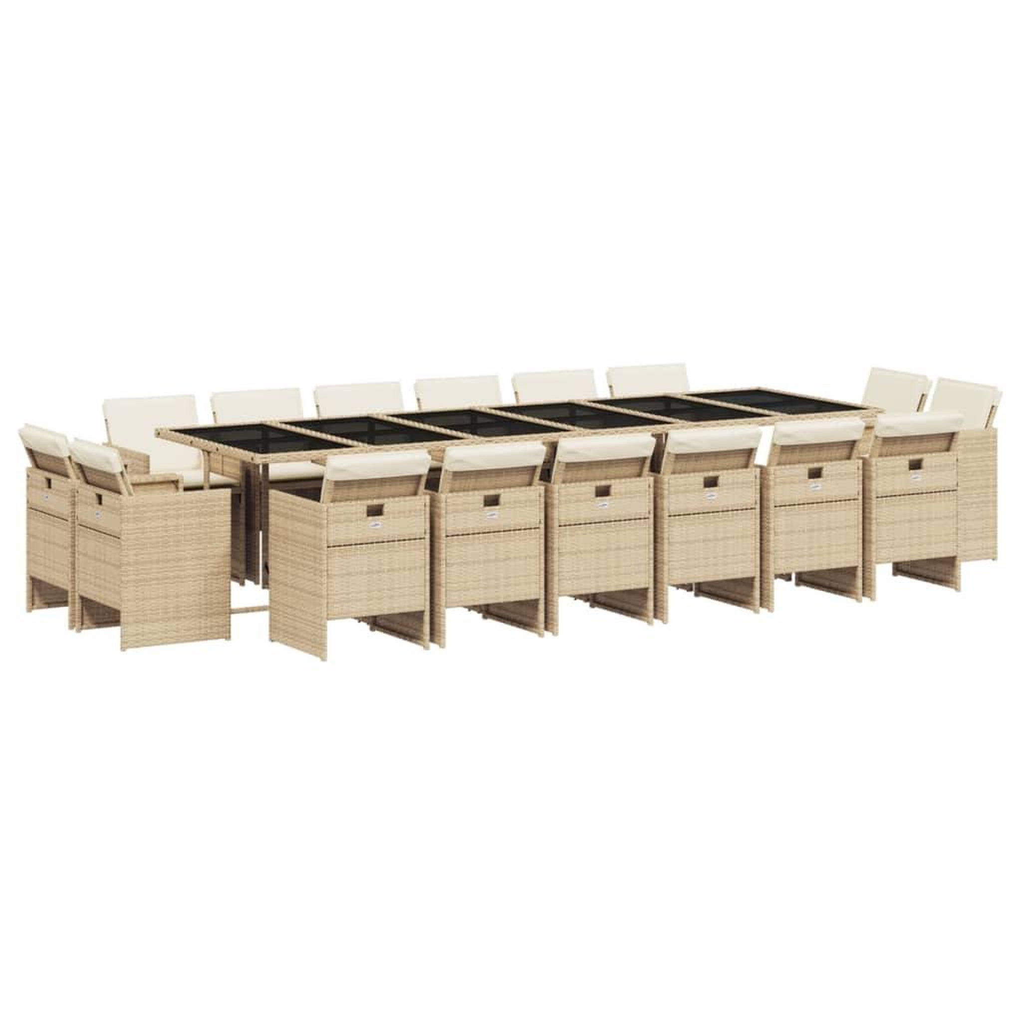 Voir la diapositive 2 : VIDAXL Ensemble a manger de jardin et coussins 17 pcs beige