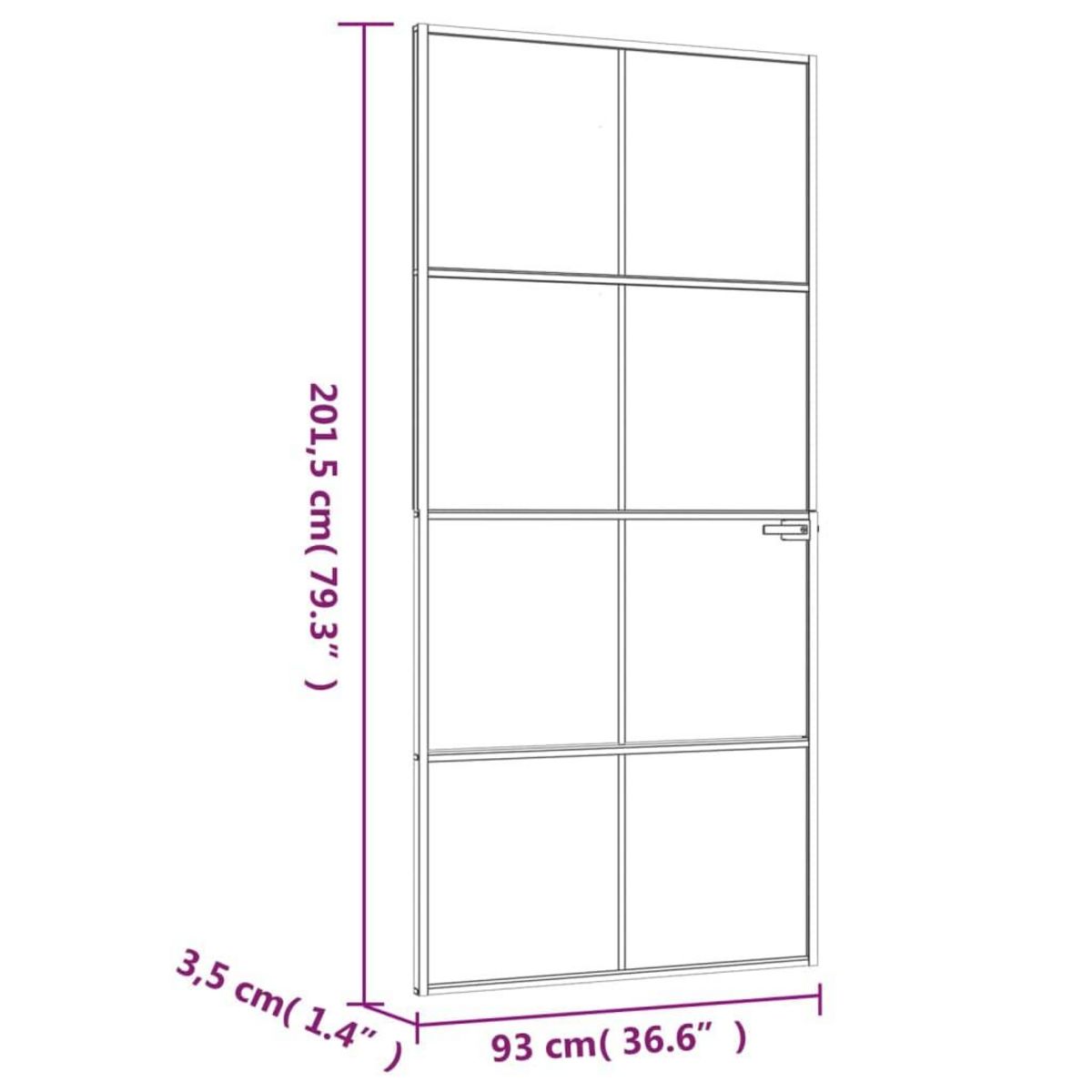 VIDAXL Porte d'interieur Blanc 93x201,5 cm Trempe verre aluminium fin