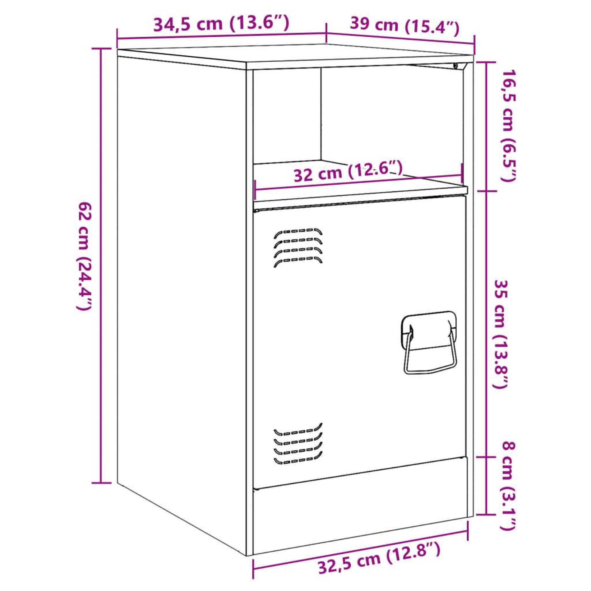 Voir la diapositive 6 : VIDAXL Table de chevet rose 34,5x39x62 cm acier