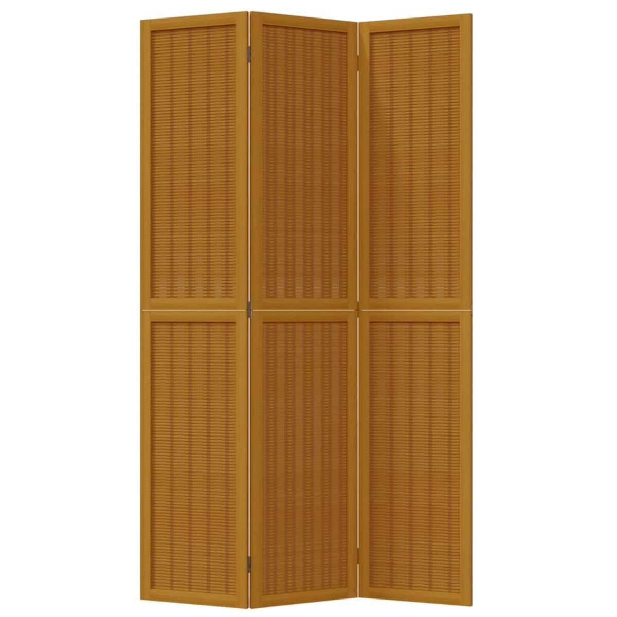 VIDAXL Cloison de separation 3 panneaux marron bois paulownia massif