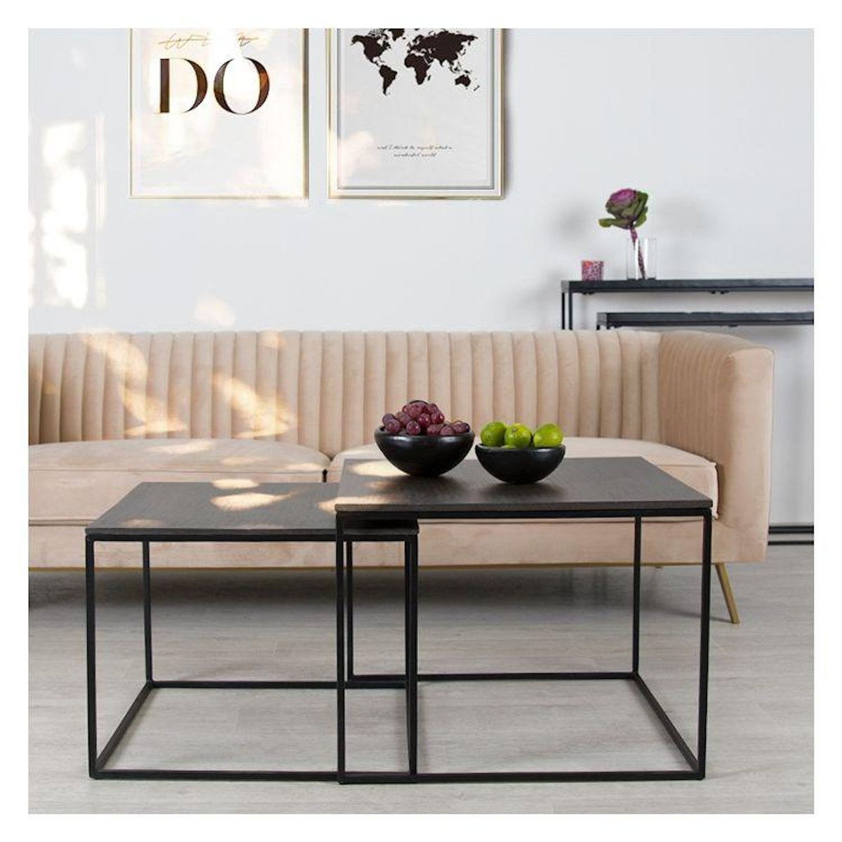 Rendez vous déco Canapé 3 places en velours beige-Gatsby