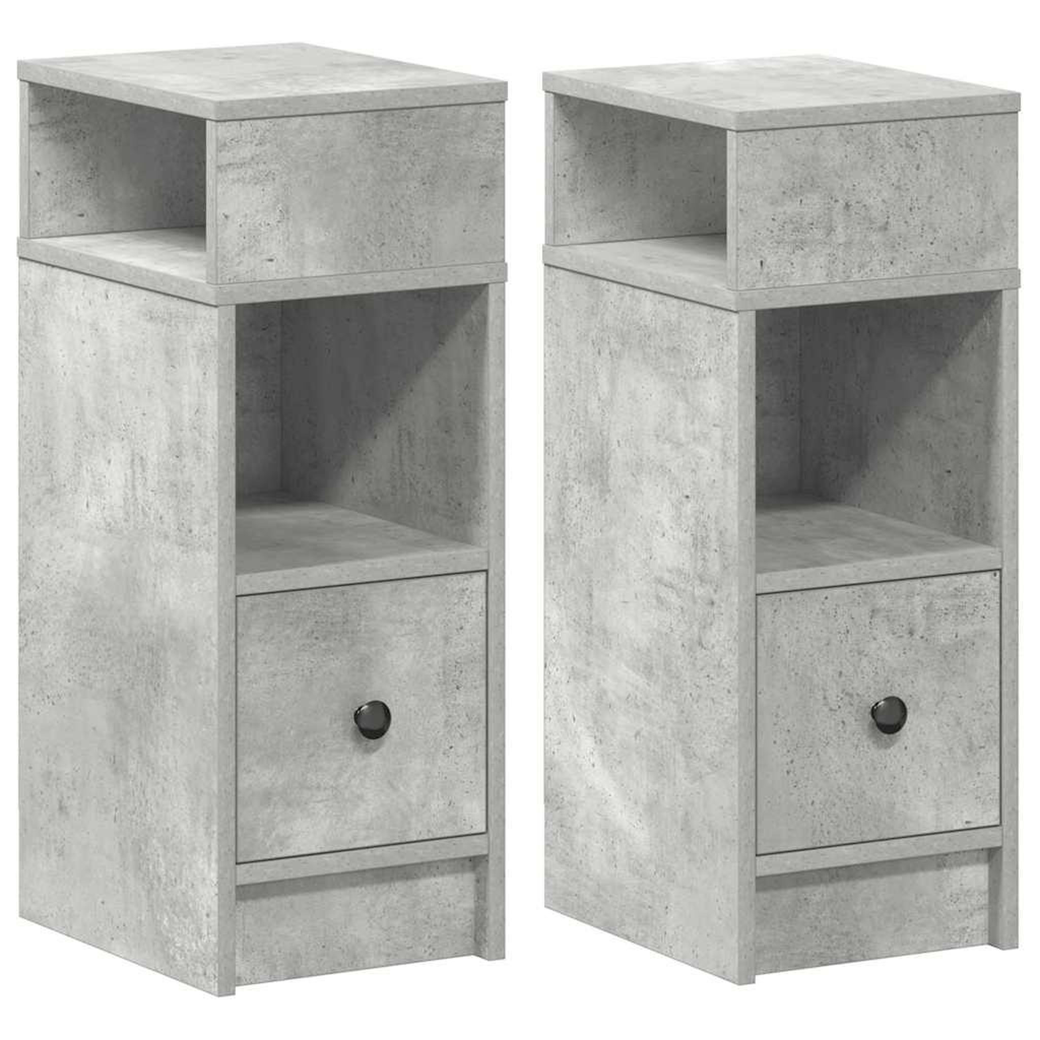 Voir la diapositive 2 : VIDAXL Tables de chevet 2 pcs avec tiroir gris beton 25x31x66 cm
