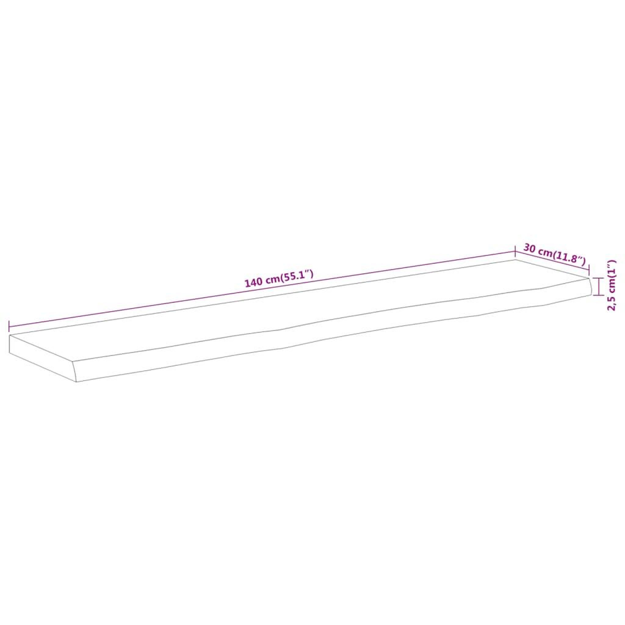 Voir la diapositive 6 : VIDAXL Dessus de table 140x30x2,5 cm rectangulaire bois massif acacia