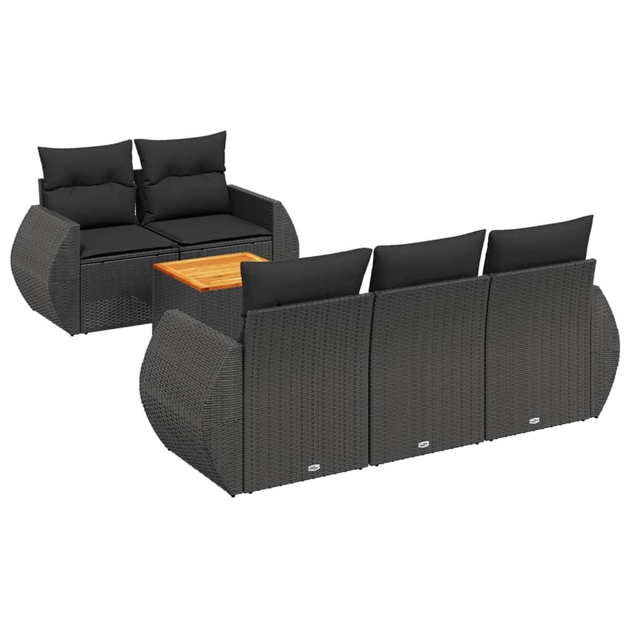Voir la diapositive 2 : VIDAXL Salon de jardin 6 pcs avec coussins noir resine tressee