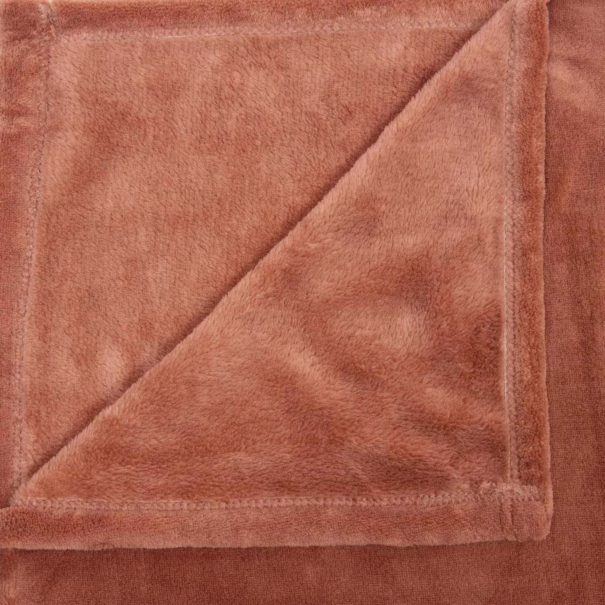 Voir la diapositive 2 : ATMOSPHERA Plaid uni microfibre  kiesa  130x180cm terre de rose