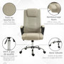 Voir la diapositive 5 : HOMCOM Fauteuil de bureau à roulettes chaise manager ergonomique pivotante hauteur réglable lin beige