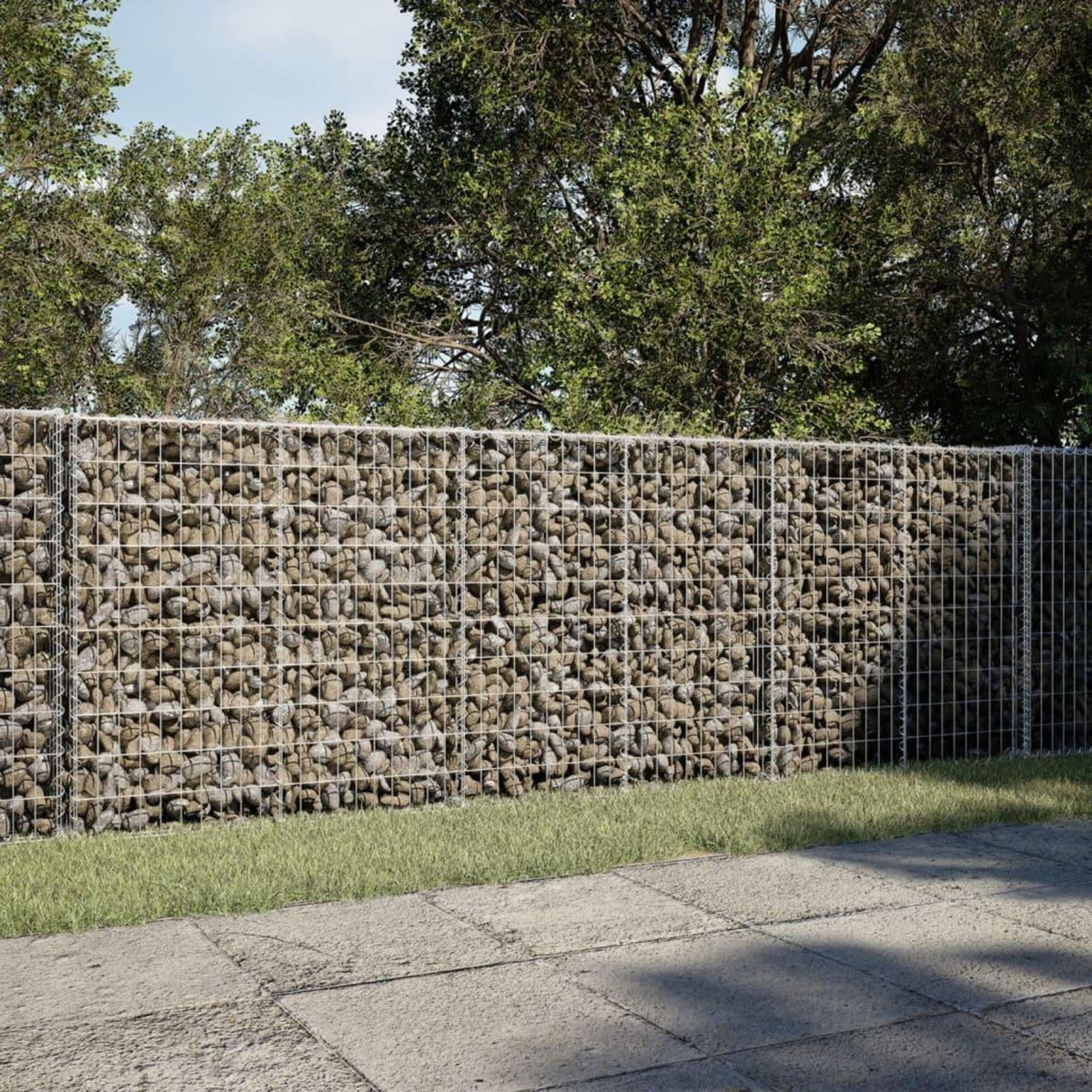 VIDAXL Panier gabion avec couvercle 300x50x100 cm fer galvanise