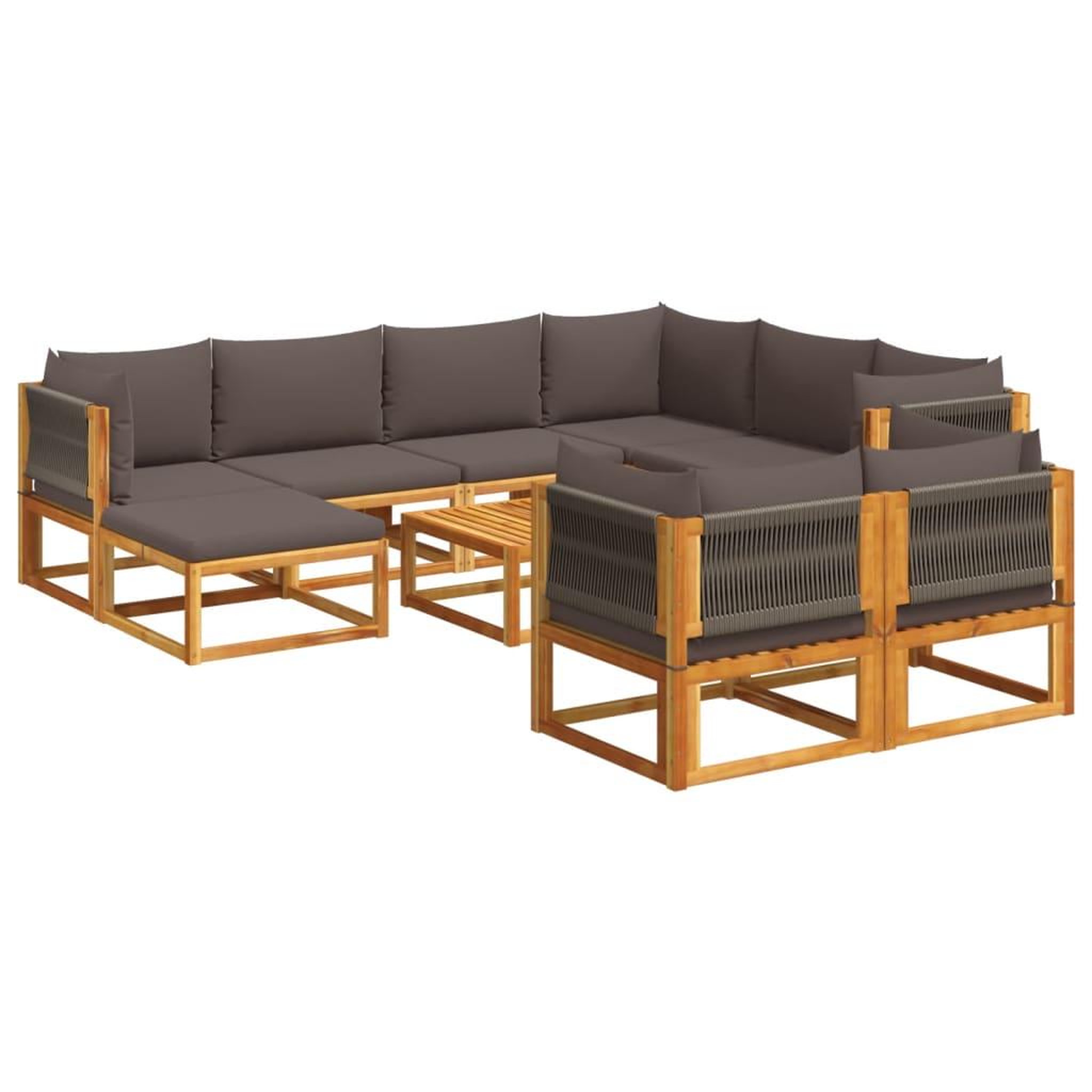 Voir la diapositive 2 : VIDAXL Salon de jardin avec coussins 10 pcs bois d'acacia solide