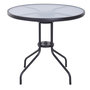 Voir la diapositive 1 : OUTSUNNY Table ronde bistro de jardin dim. Ø 80 x 72H cm espace installation parasol acier époxy noir plateau verre trempé