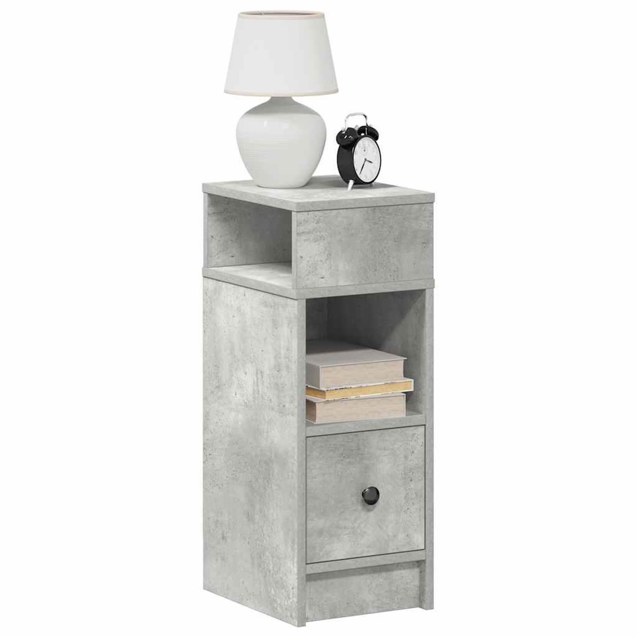 VIDAXL Tables de chevet 2 pcs avec tiroir gris beton 25x31x66 cm