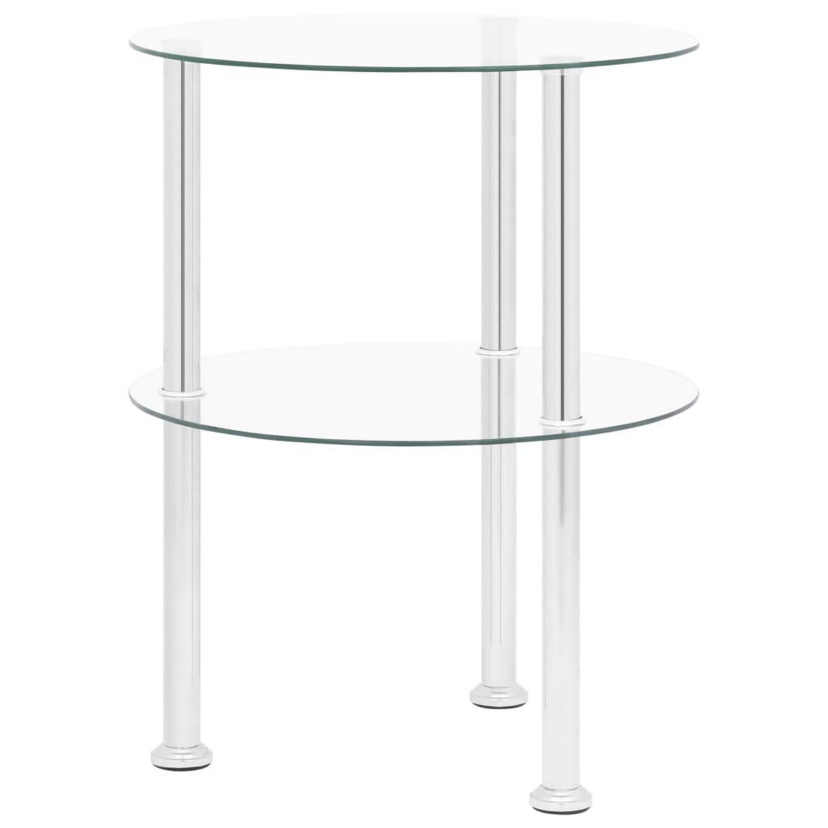VIDAXL Table d'appoint 2 niveaux Transparent 38 cm Verre trempe