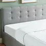 HOMIFAB Lit coffre 160x200 en tissu gris clair avec tête de lit et sommier à lattes - Tina