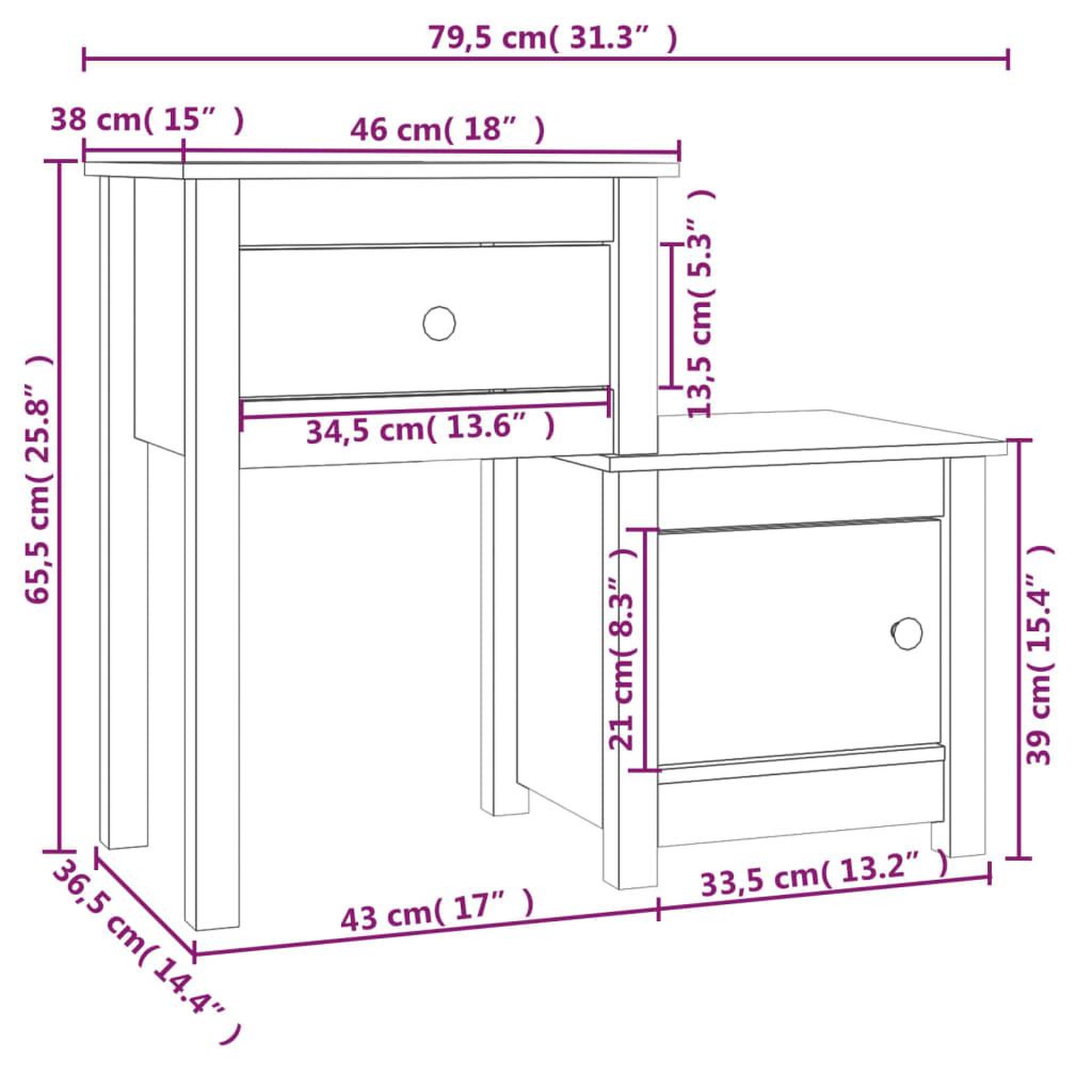 Voir la diapositive 6 : VIDAXL Tables de chevet 2 pcs Gris 79,5x38x65,5 cm Bois de pin massif
