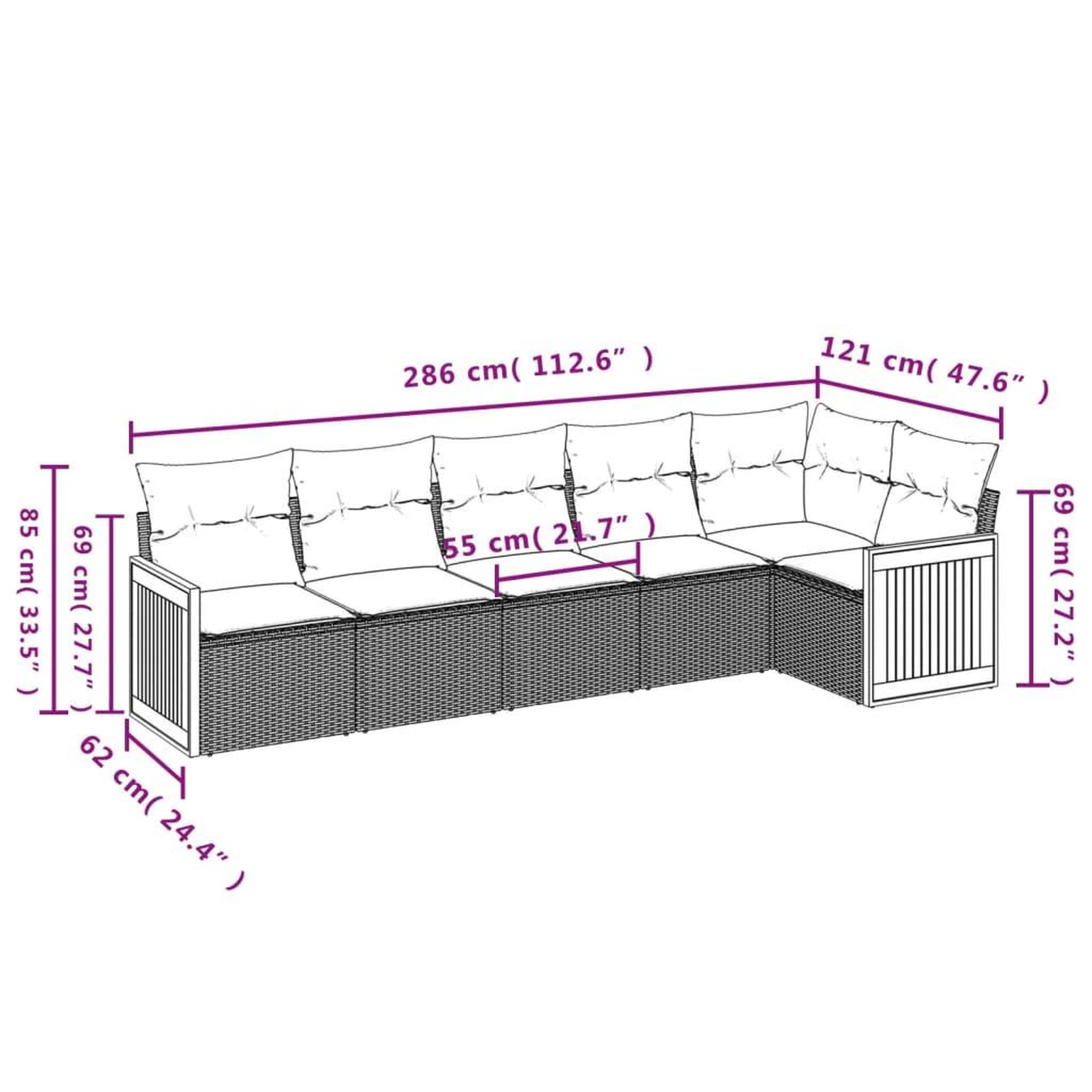 Voir la diapositive 6 : VIDAXL Salon de jardin 6 pcs avec coussins gris resine tressee
