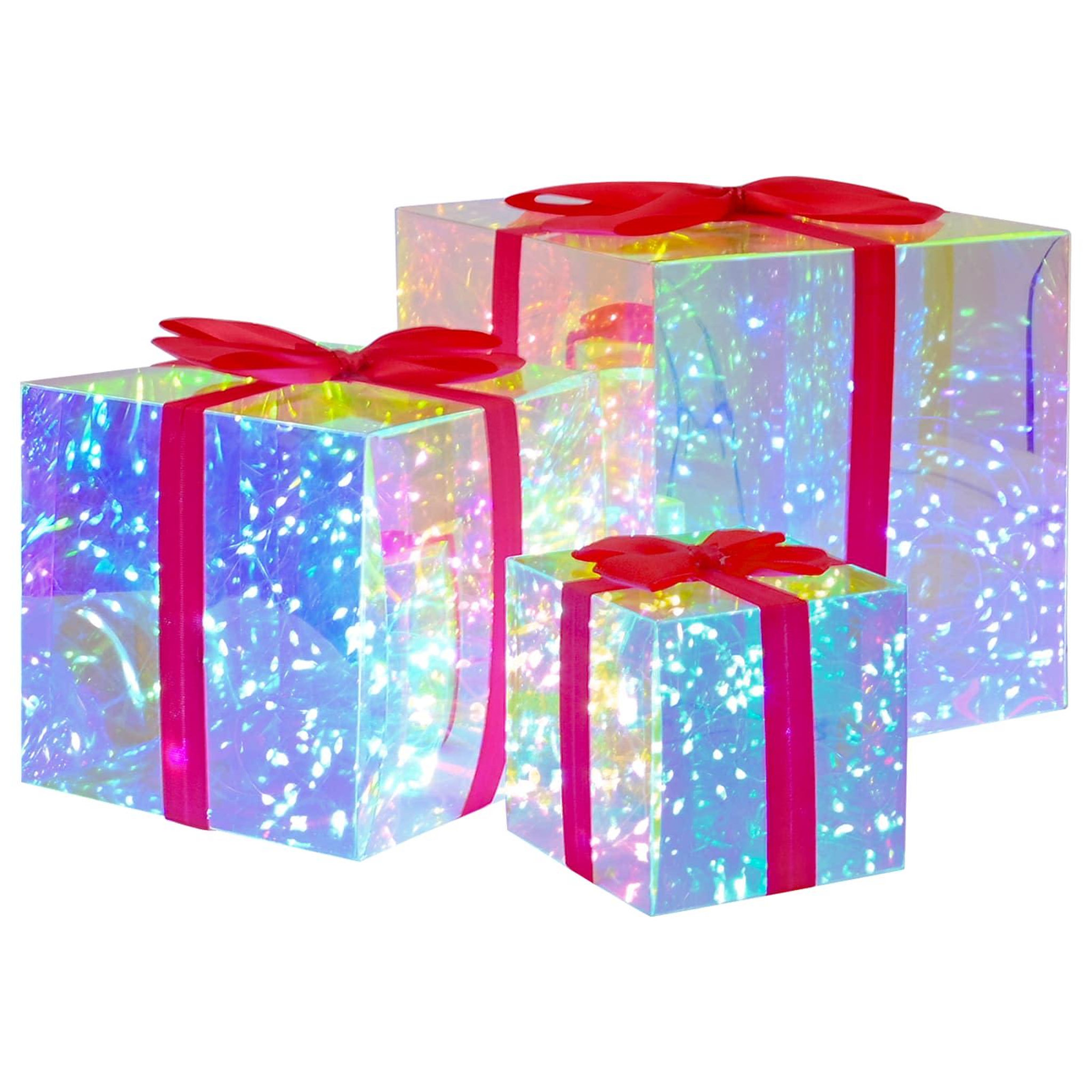 VIDAXL Boîte-cadeau LED iridescente prismatique 3 pc Multicolore