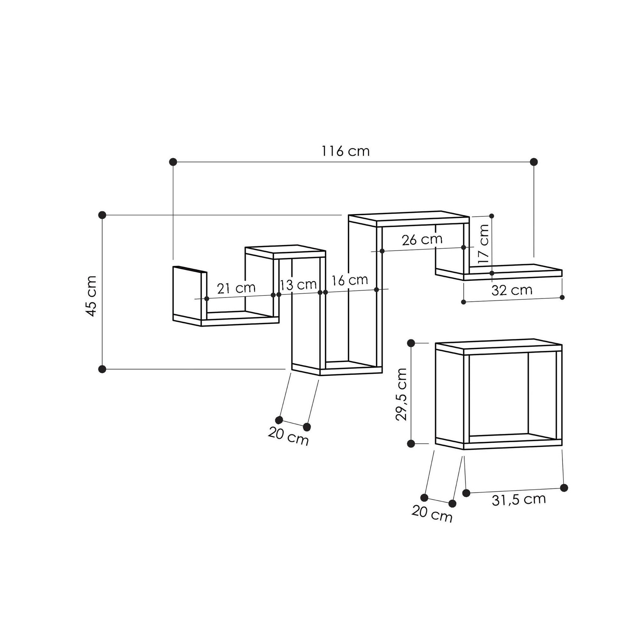 Voir la diapositive 3 : Habitat et Jardin Étagère murale en bois  follow  - 116 x 20 x 45 cm - gris anthracite