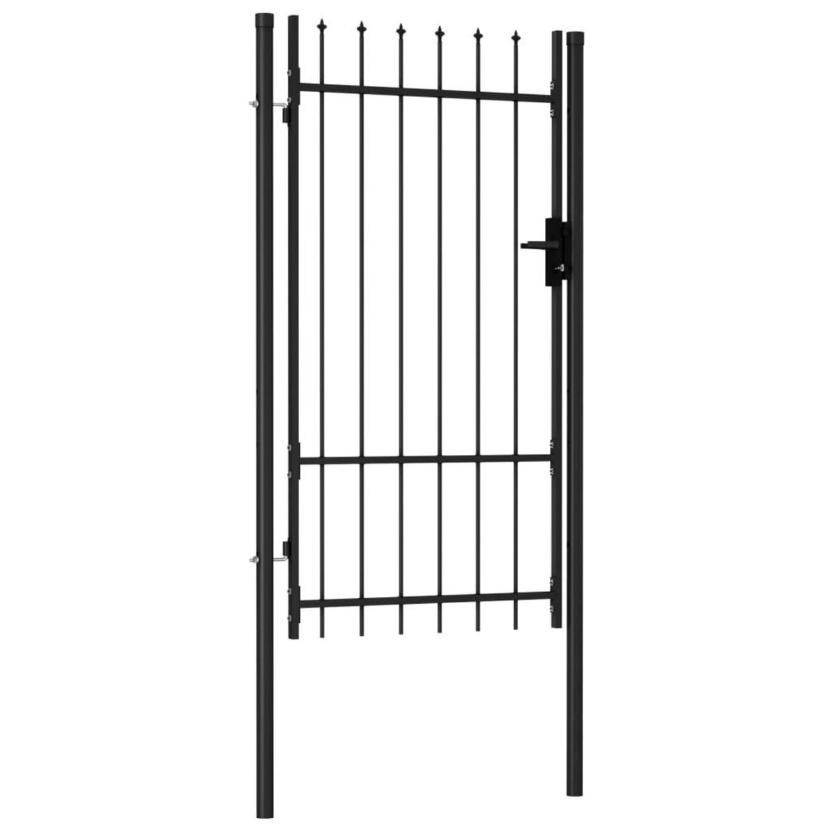 VIDAXL Portillon simple porte avec dessus a pointe Acier 1x1,75 m Noir