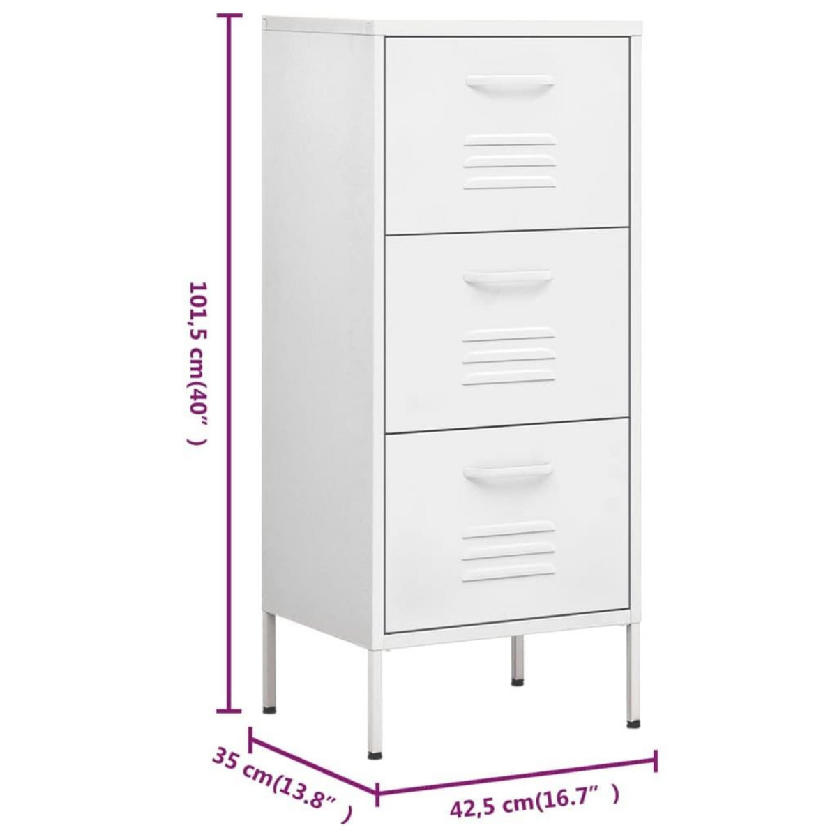 VIDAXL Armoire de rangement Blanc 42,5x35x101,5 cm Acier