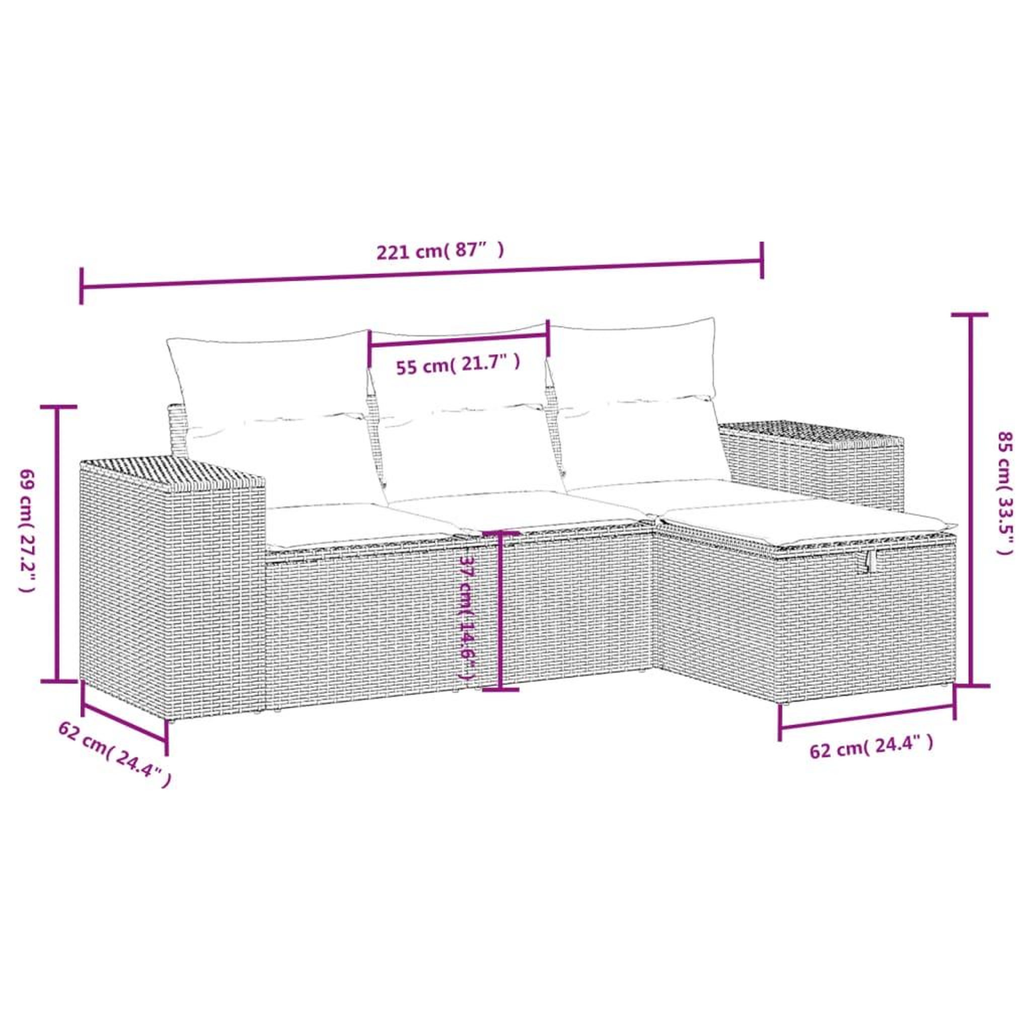 Voir la diapositive 5 : VIDAXL Salon de jardin 4 pcs avec coussins noir resine tressee
