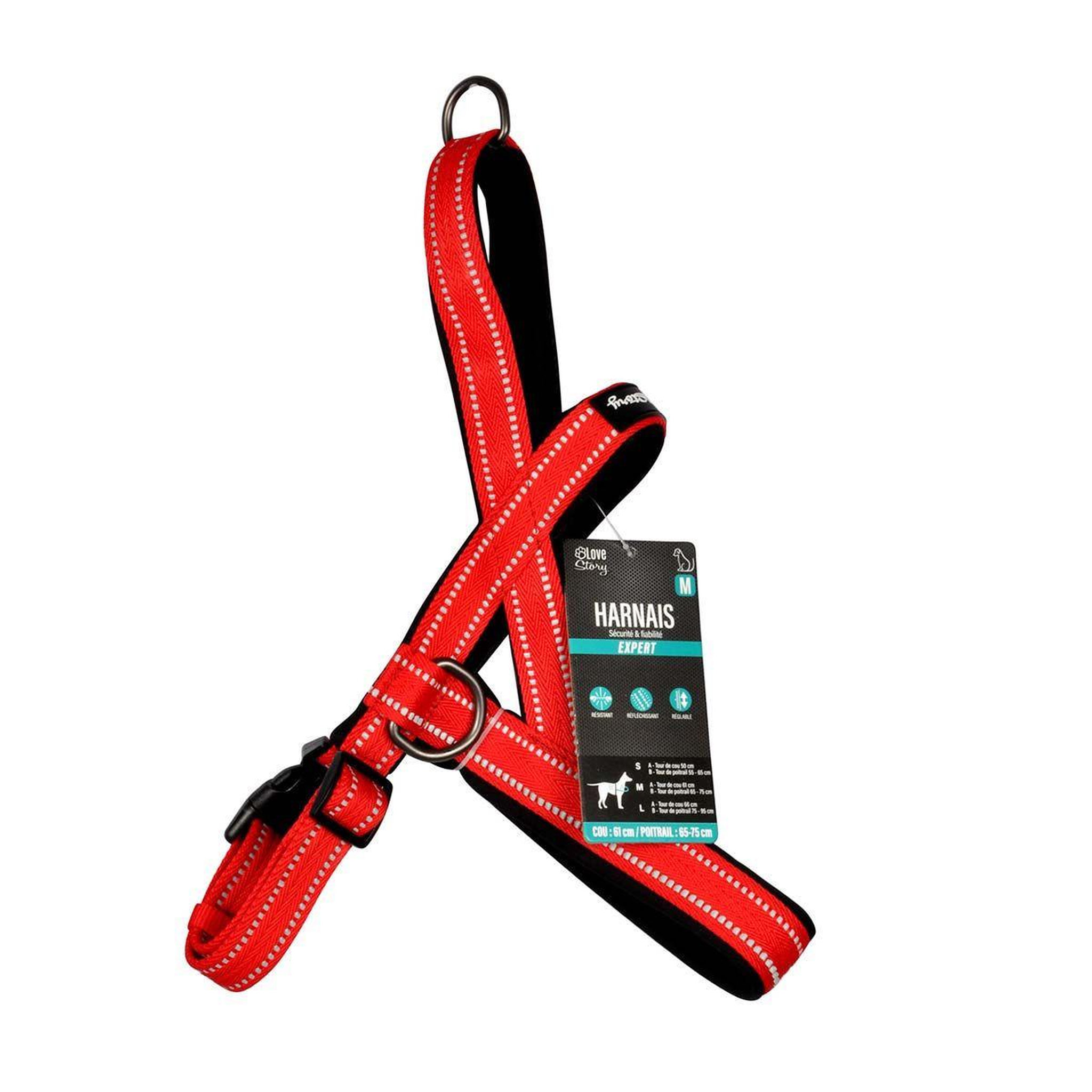 Voir la diapositive 5 : LOVE STORY Harnais norvégien  expert réglable  75cm rouge