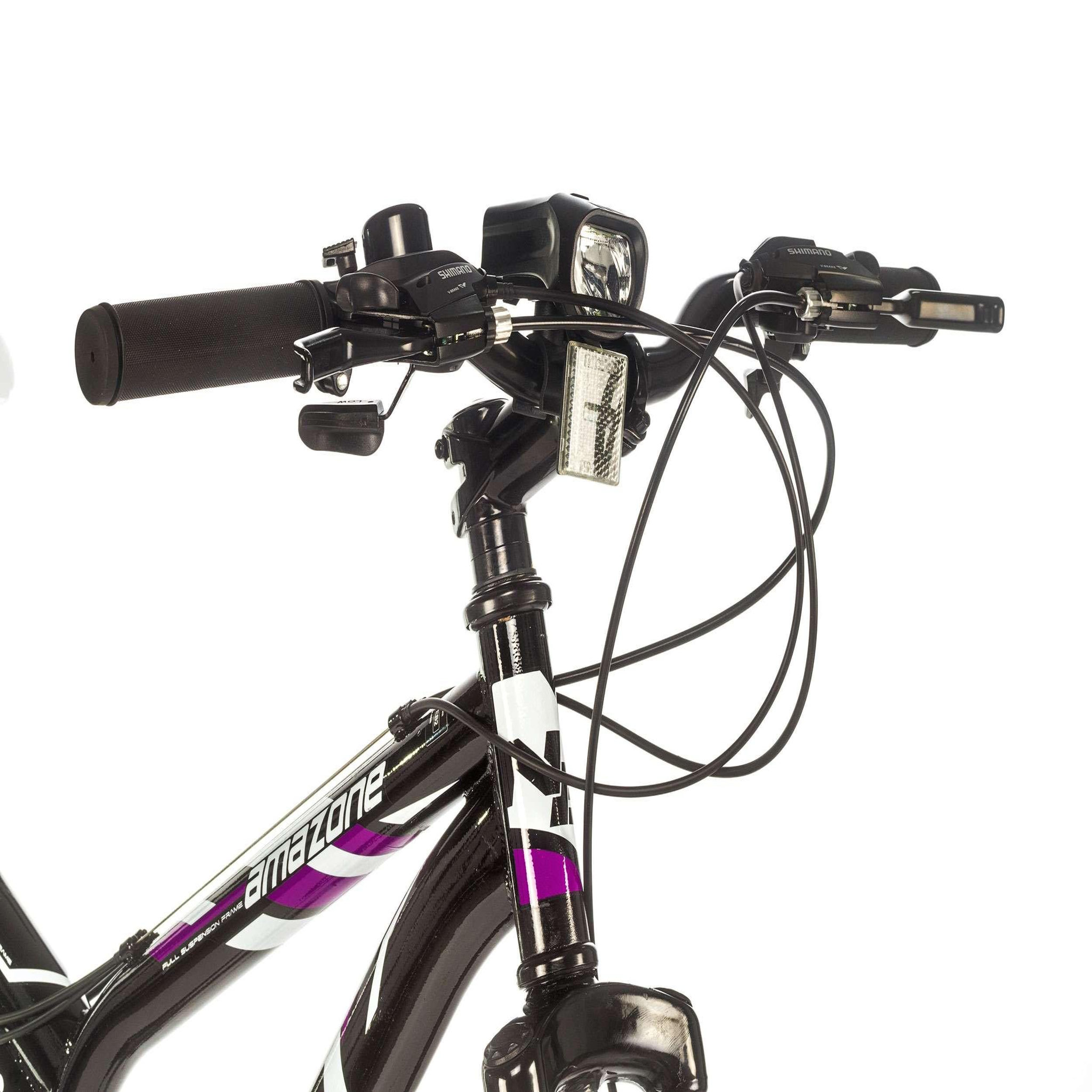 Voir la diapositive 6 : Vélo VTT 26'' Femme - Cadre Tout Suspendu - Double freins à disques - 21 Vit. - Poignée à Gâchettes & dérailleur Shimano