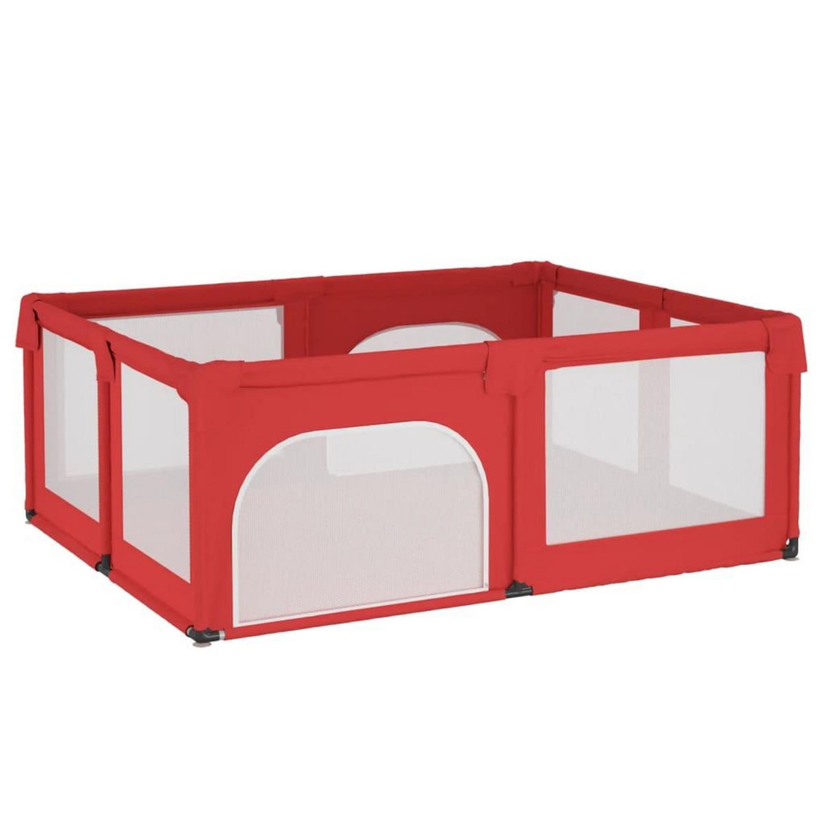 VIDAXL Parc pour bebe avec 2 portes Rouge Tissu Oxford
