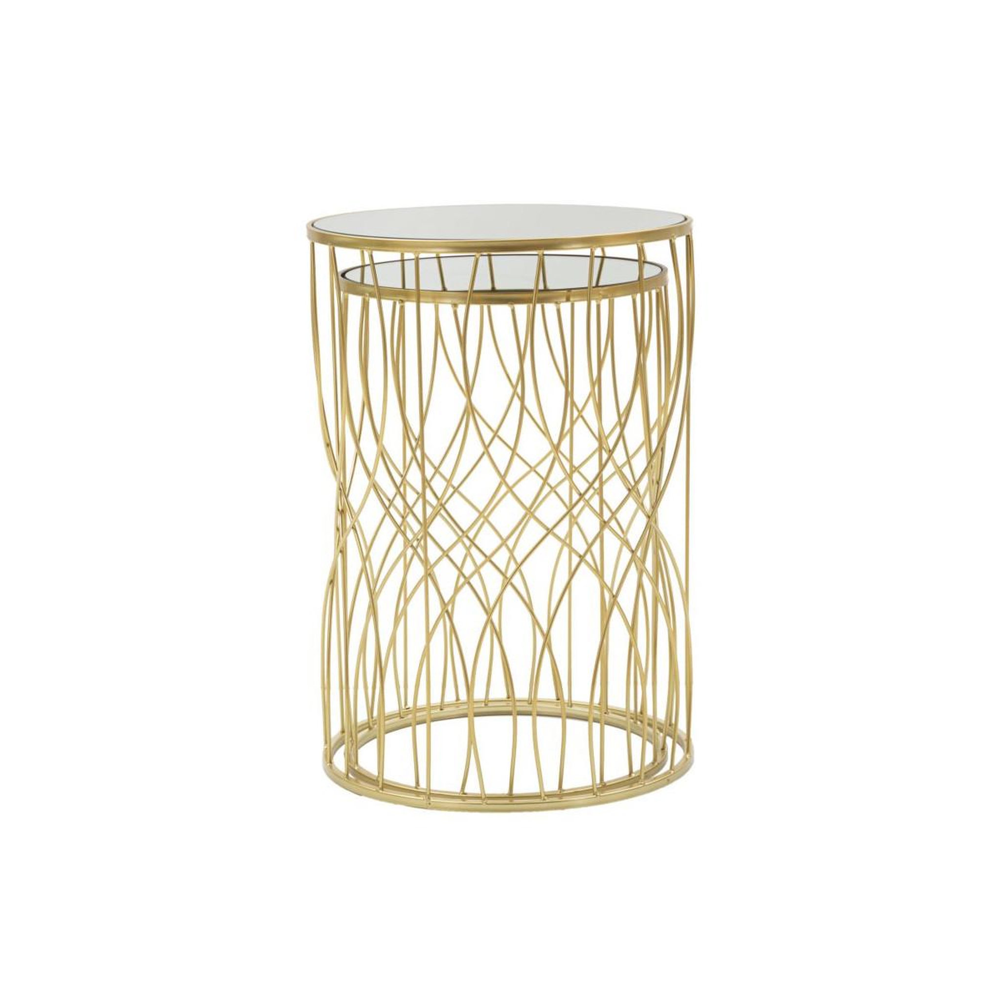 Voir la diapositive 4 : Paris Prix Lot de 2 tables d'appoint  lignes  55cm or