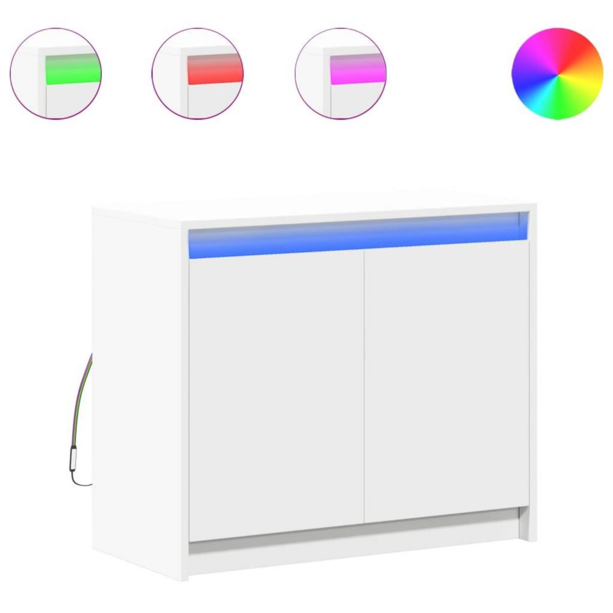 VIDAXL Buffet avec LED blanc 72x34x61 cm bois d'ingenierie