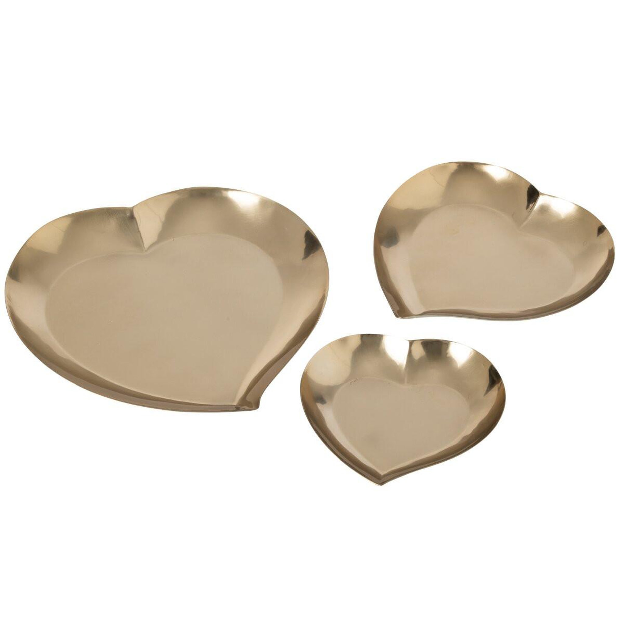 J-LINE Lot de 3 coupelles cœur  ivo  26cm doré