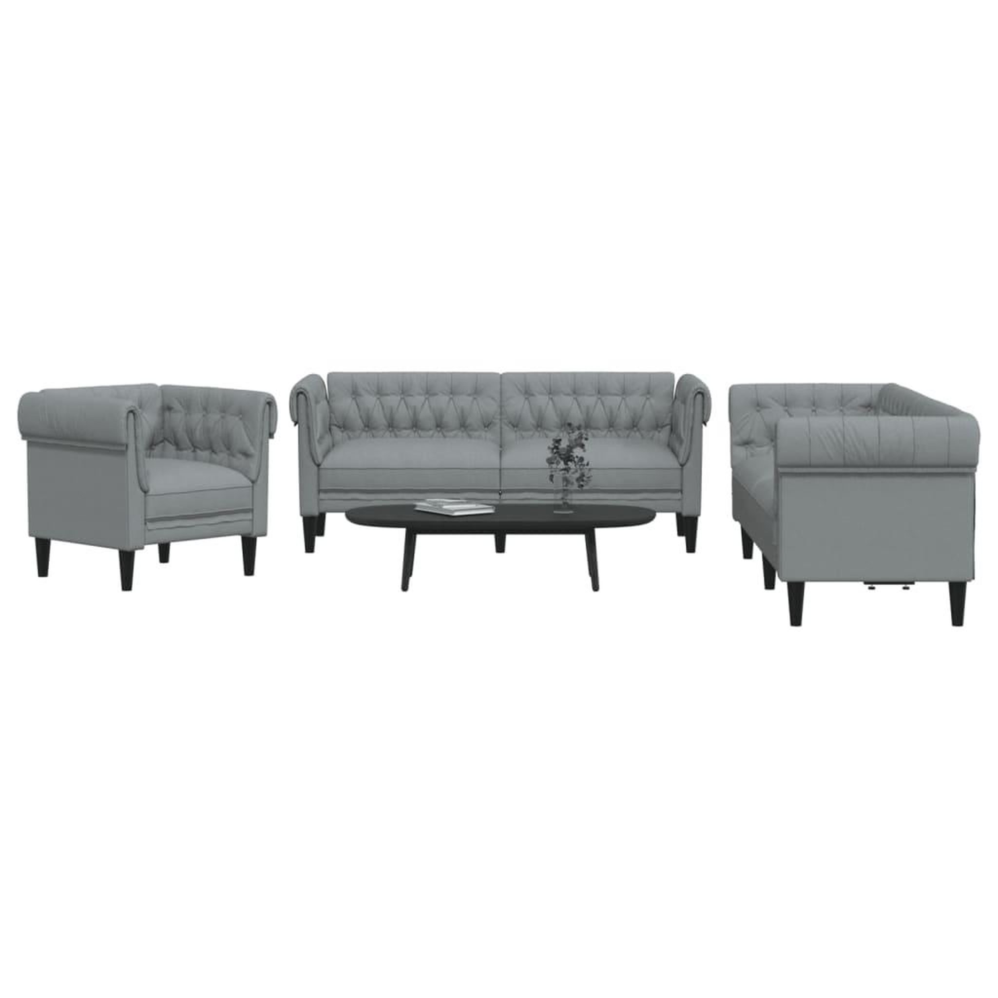 VIDAXL Ensemble de canapes 3 pcs gris clair tissu