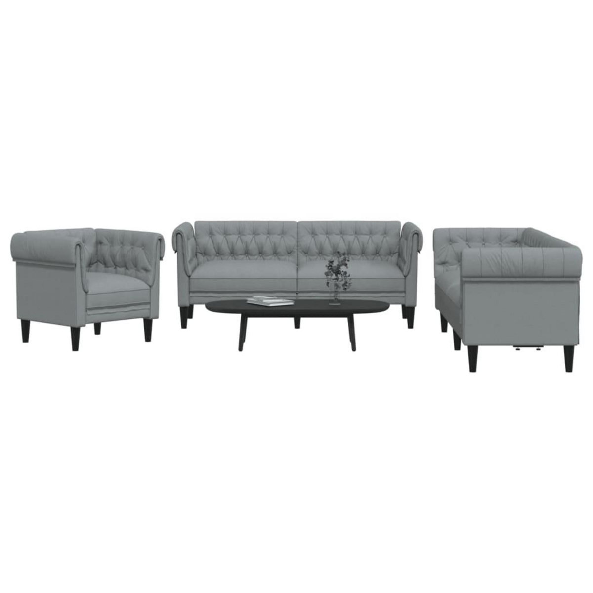 VIDAXL Ensemble de canapes 3 pcs gris clair tissu