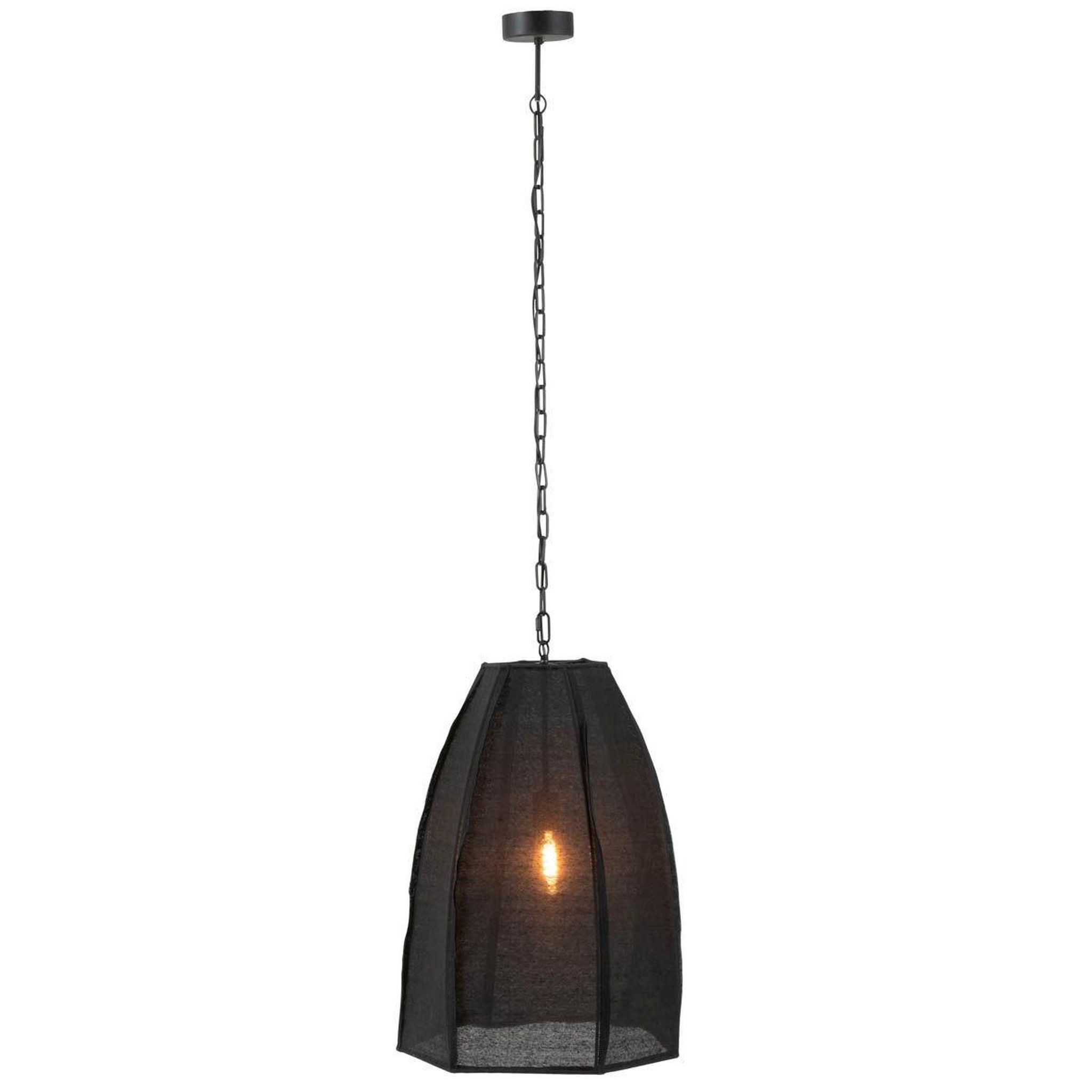 Voir la diapositive 2 : J-LINE Lampe Suspension en Lin  Poire  173cm Noir