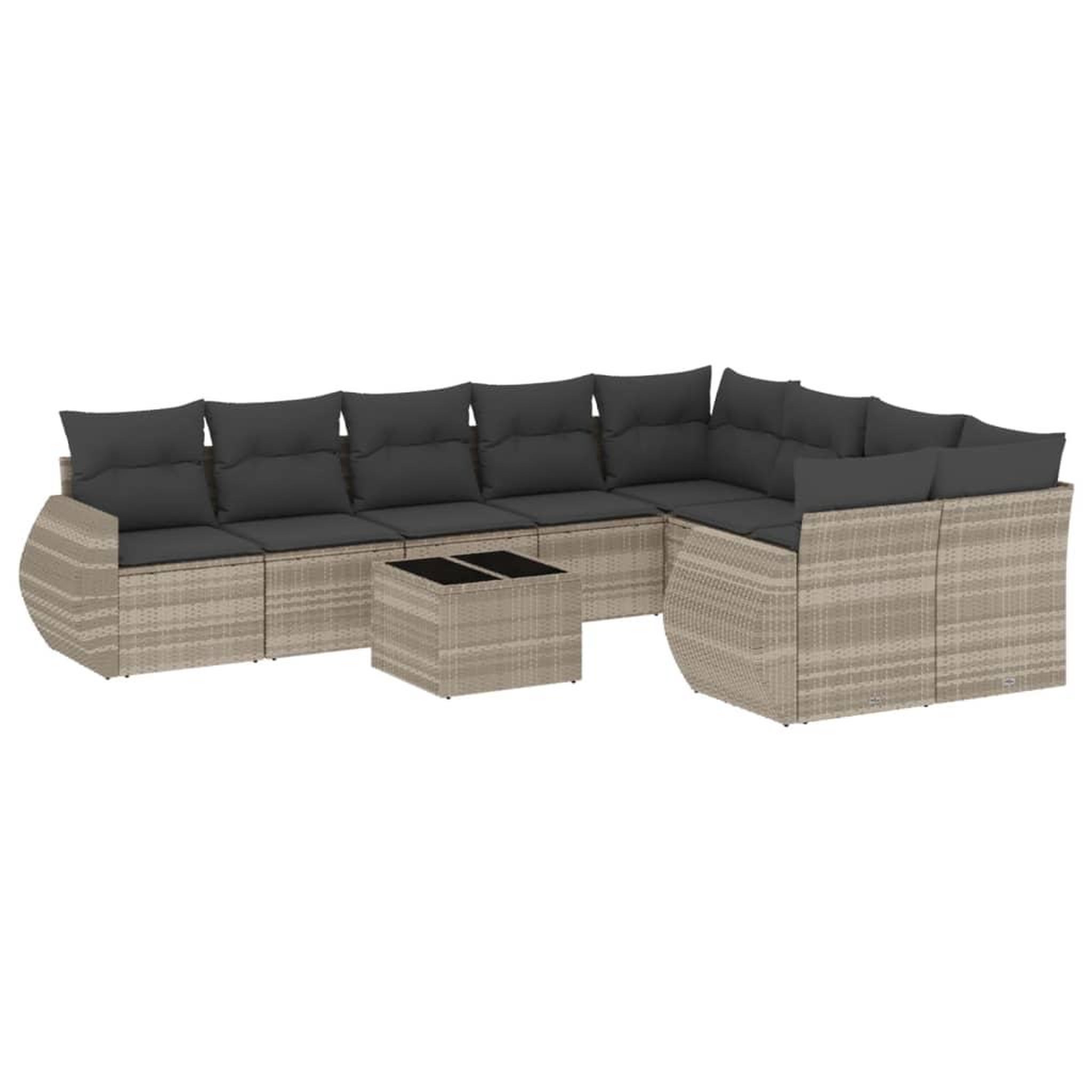 Voir la diapositive 2 : VIDAXL Salon de jardin avec coussins 10 pcs gris clair resine tressee