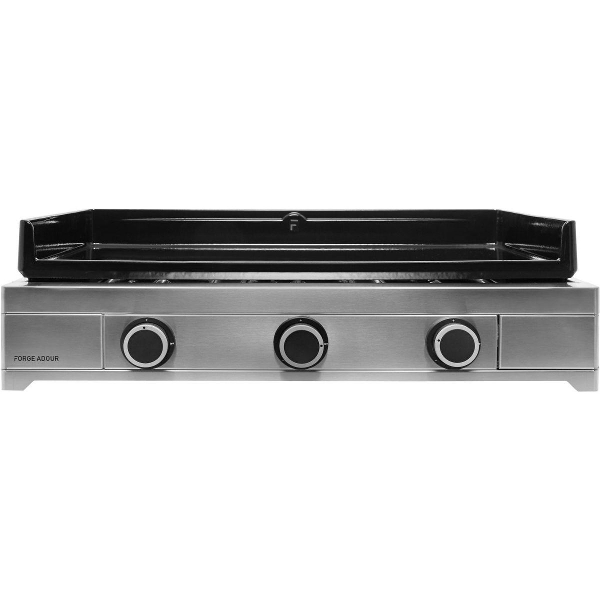 Voir la diapositive 3 : FORGE ADOUR Plancha gaz modern 75 inox 3 brûleurs à poser, 74.4x40.2 cm