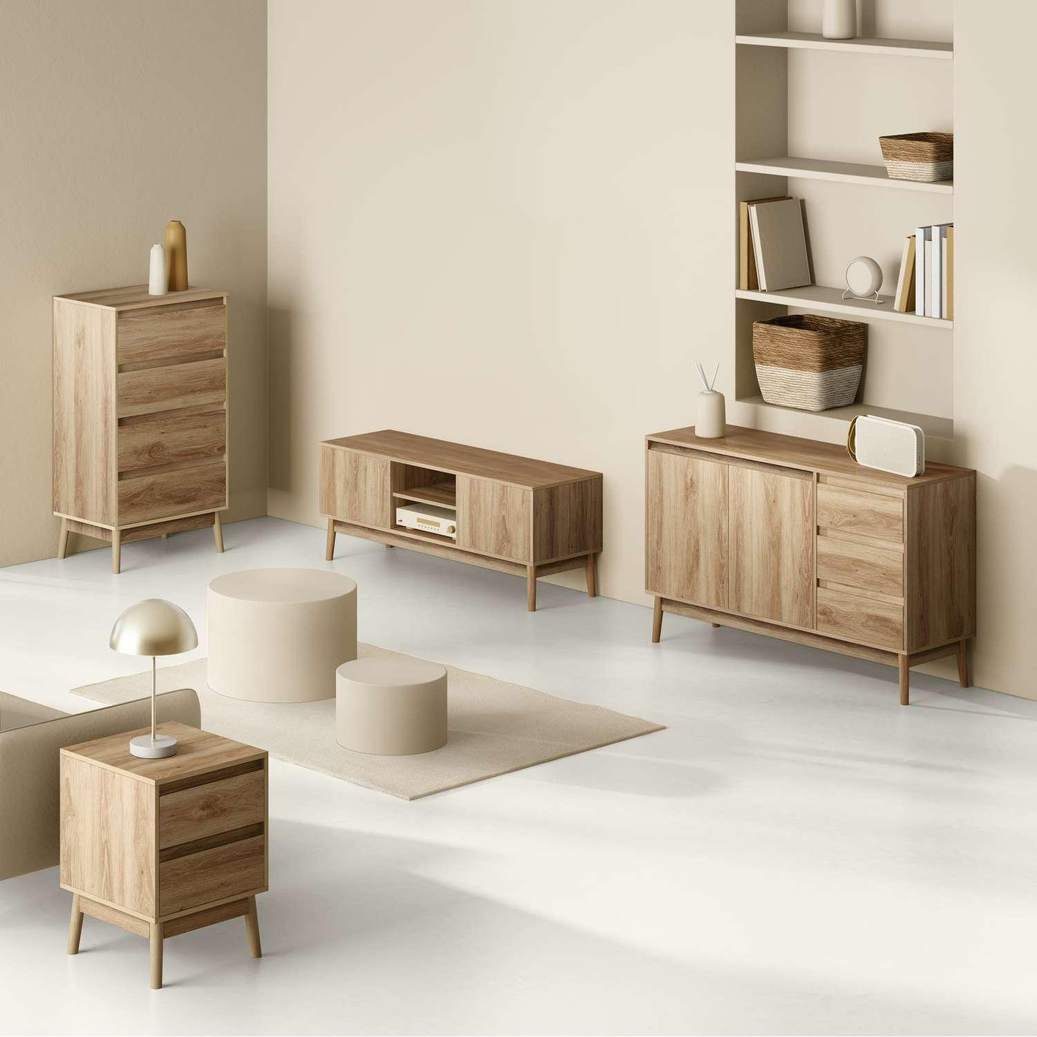 Voir la diapositive 2 : FIVE Console 2 tiroirs liam en bois - marron