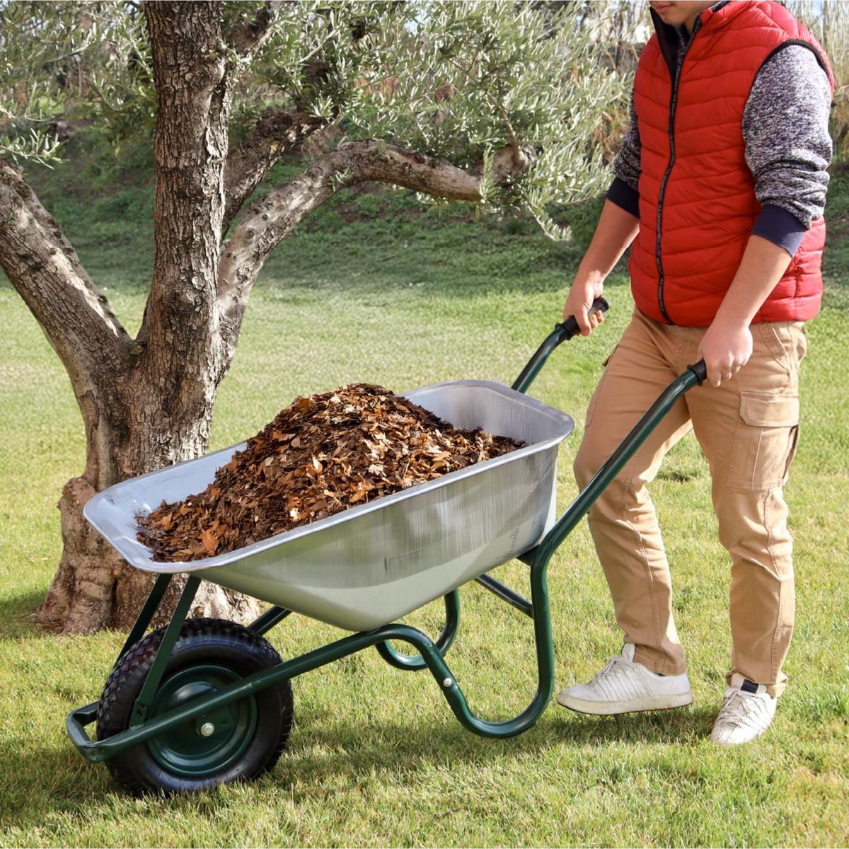 LINXOR Brouette de jardin, de chantier tout terrain - 75 L - 160 Kg