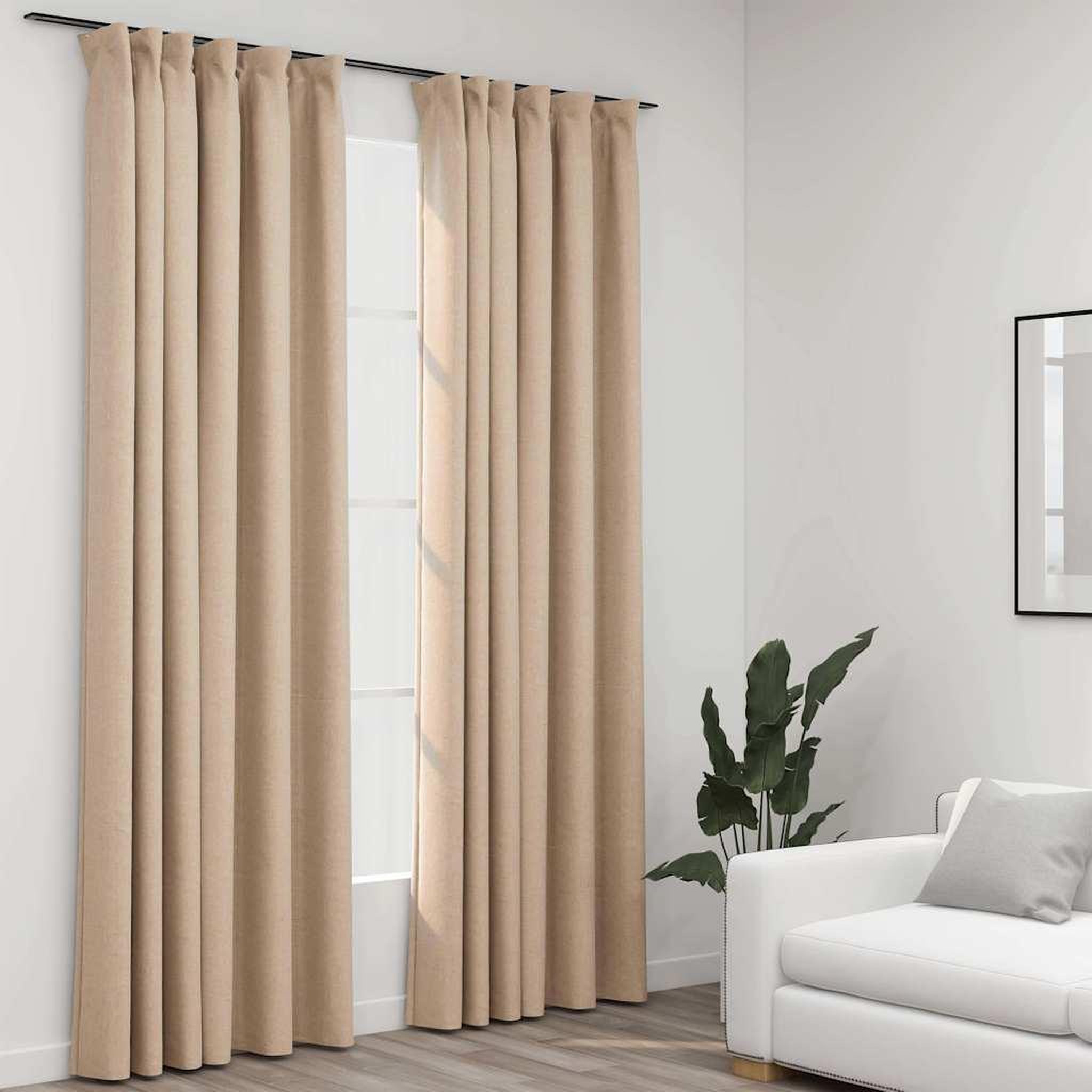 VIDAXL Rideaux occultants aspect lin et crochets 2 pcs Beige 140x245cm