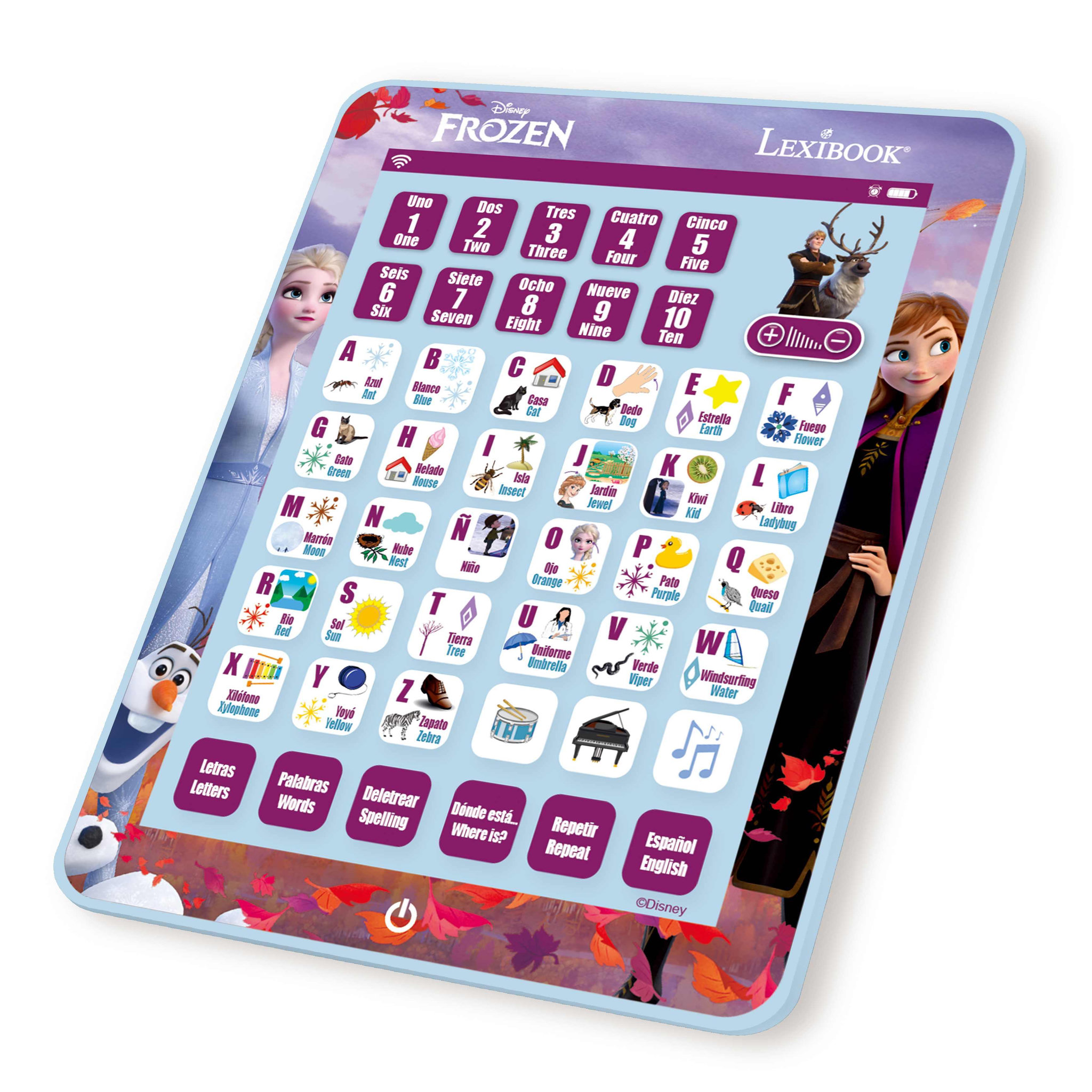 Voir la diapositive 2 : Lexibook Tablette Éducative bilingue La Reine des Neiges en espagnol et en anglais