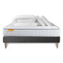 Voir la diapositive 2 : SEPTNUITS Pack matelas Memo + sommier kit gris + 2 oreillers mémoire de forme