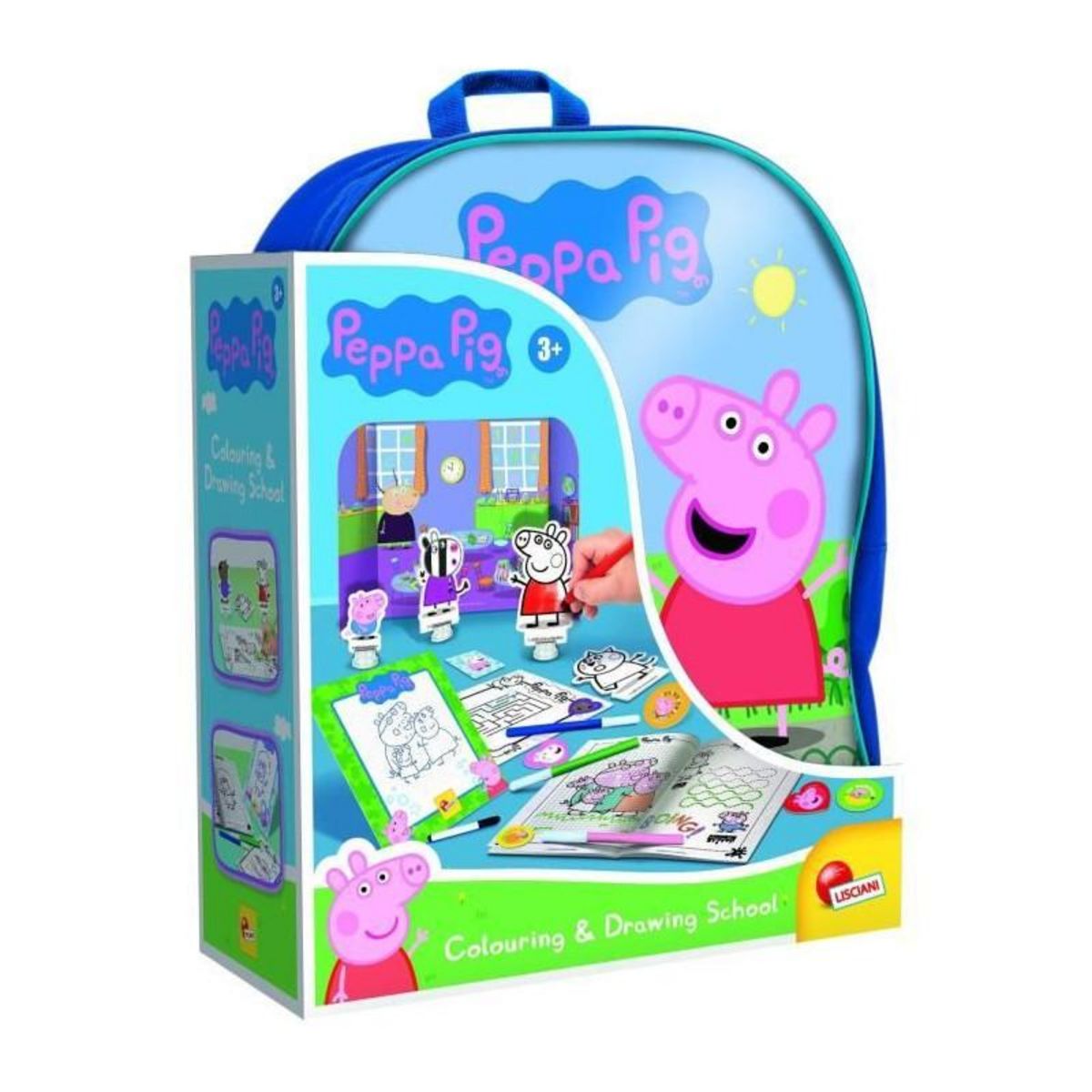 LISCIANI GIOCHI Sac a dos coloriage et école de dessin - Peppa Pig - LISCIANI