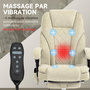 Voir la diapositive 5 : VINSETTO Fauteuil de bureau manager massant chauffant inclinable réglable télécommande repose-pieds rétractable velours beige sable