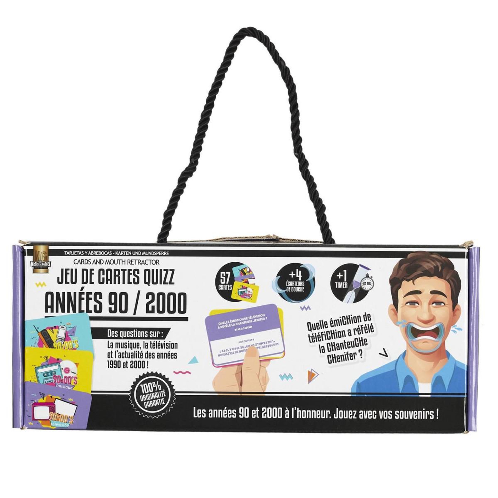 MISTER GADGET Jeu de cartes & ecarteur de bouche  quiz  8cm blanc