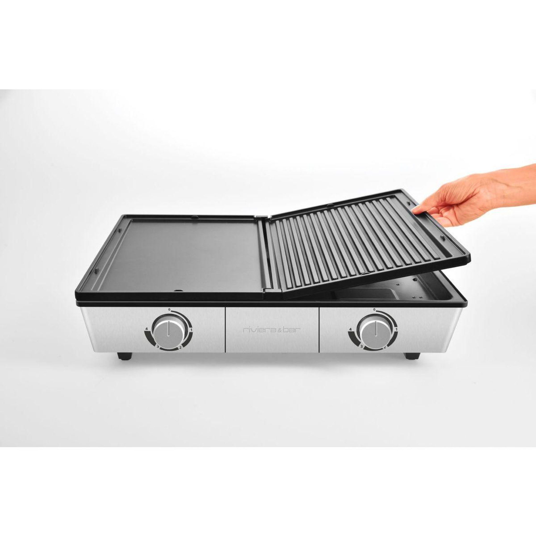 Voir la diapositive 3 : Riviera & Bar Plancha électrique PRO QPL800 inox 2 brûleurs à poser, 48x38 cm